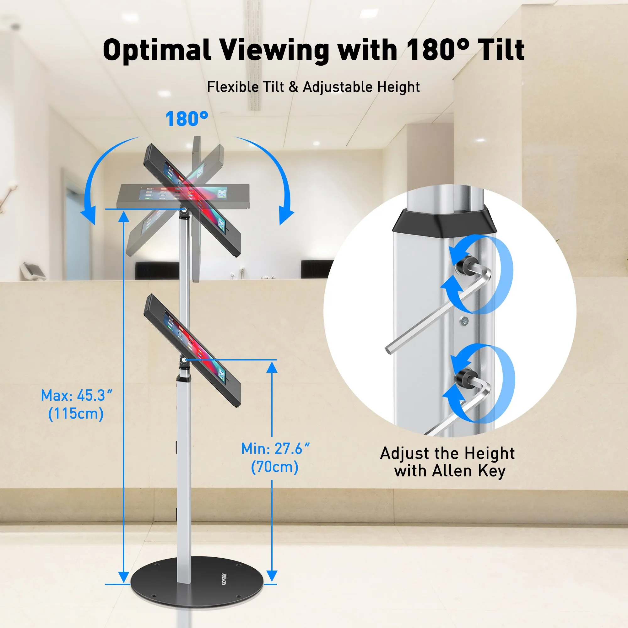AboveTEK Anti-Theft Tablet Kiosk Floor Stand (TH-618)