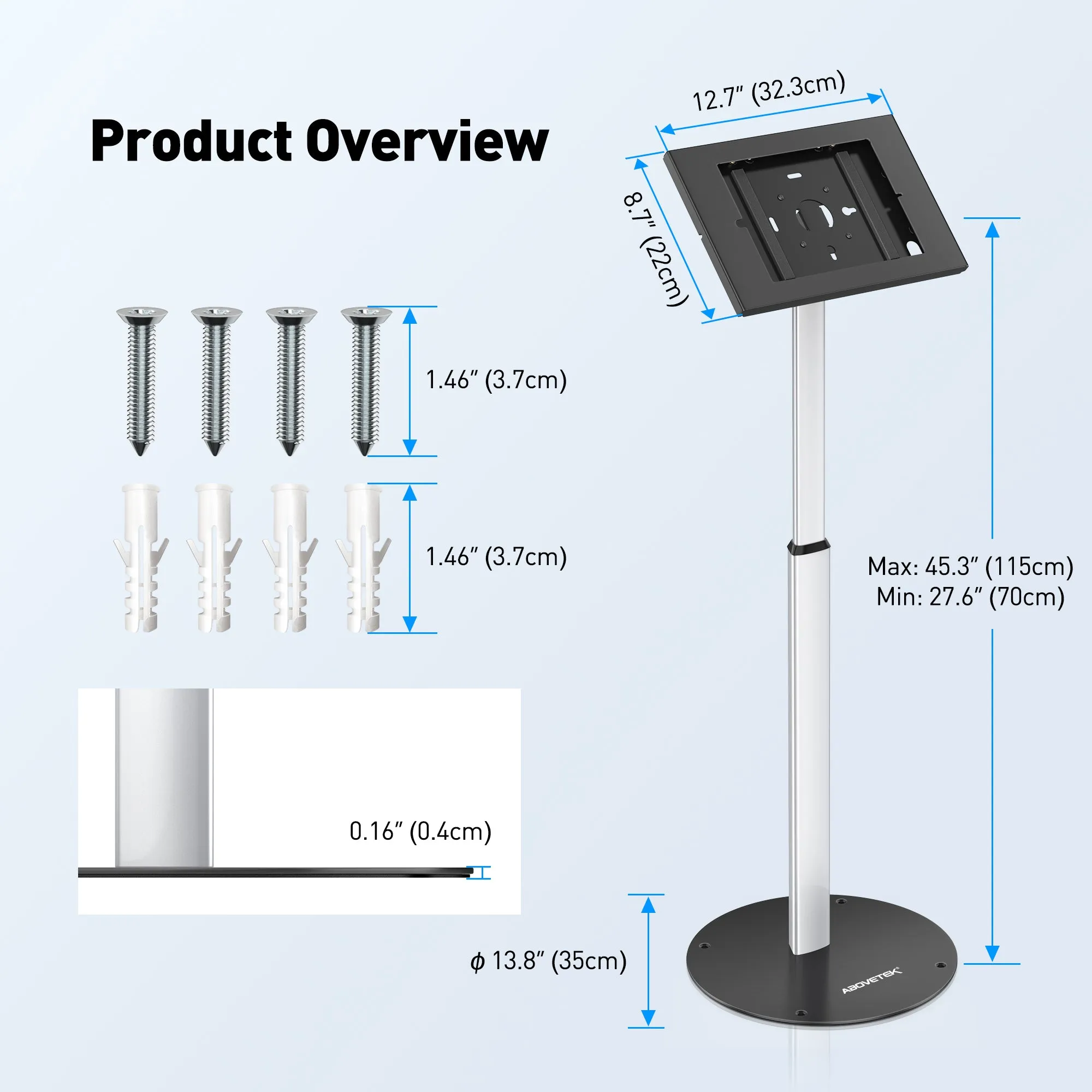AboveTEK Anti-Theft Tablet Kiosk Floor Stand (TH-618)