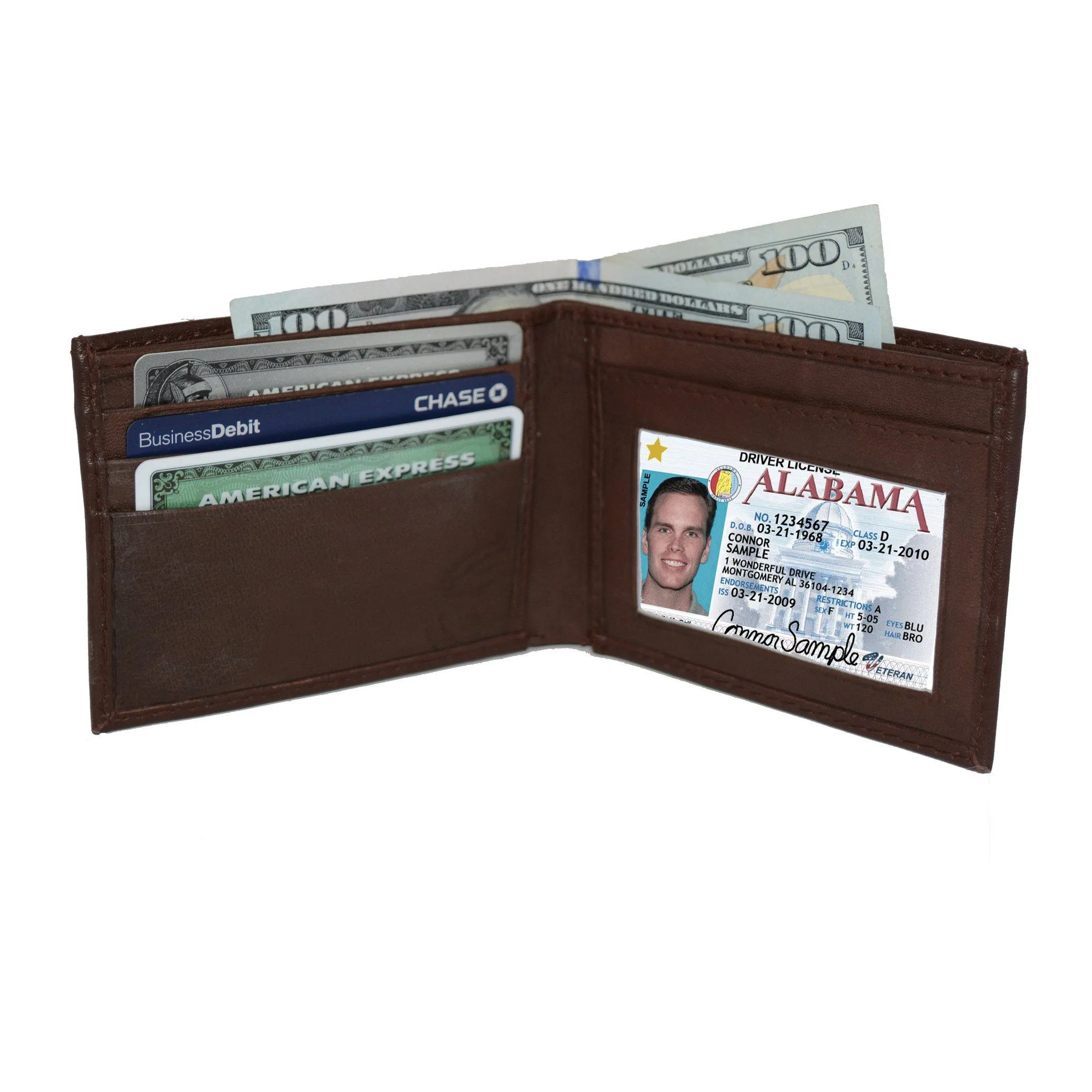 Adorable Deluxe RFID-Blocking Genuine Leather Bi-fold - Black