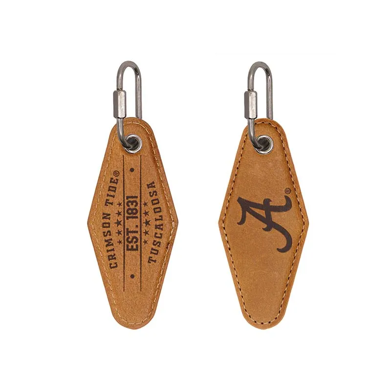 Alabama Tan Leather Diamond Keychain