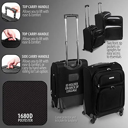 American Tourister Premium 4 Piece Lightweight Set (20" & 28" Spinners   Duffel & Boarding) (Black)