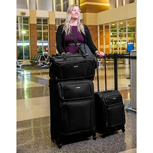 American Tourister Premium 4 Piece Lightweight Set (20" & 28" Spinners   Duffel & Boarding) (Black)