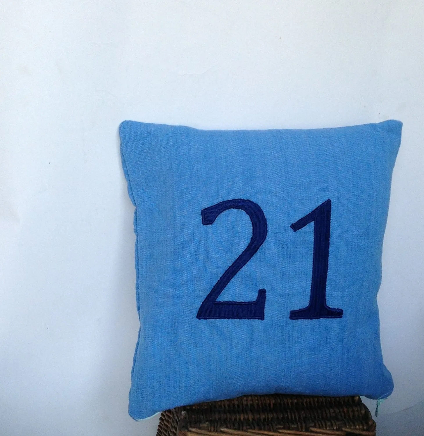 Baby Blue Nursery Decor- Children Monogrammed embroidered pillows- 12x12 Blue Decorative Pillow cover