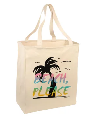 Beach Please - Summer Colors with Palm Trees Large Grocery Tote Bag