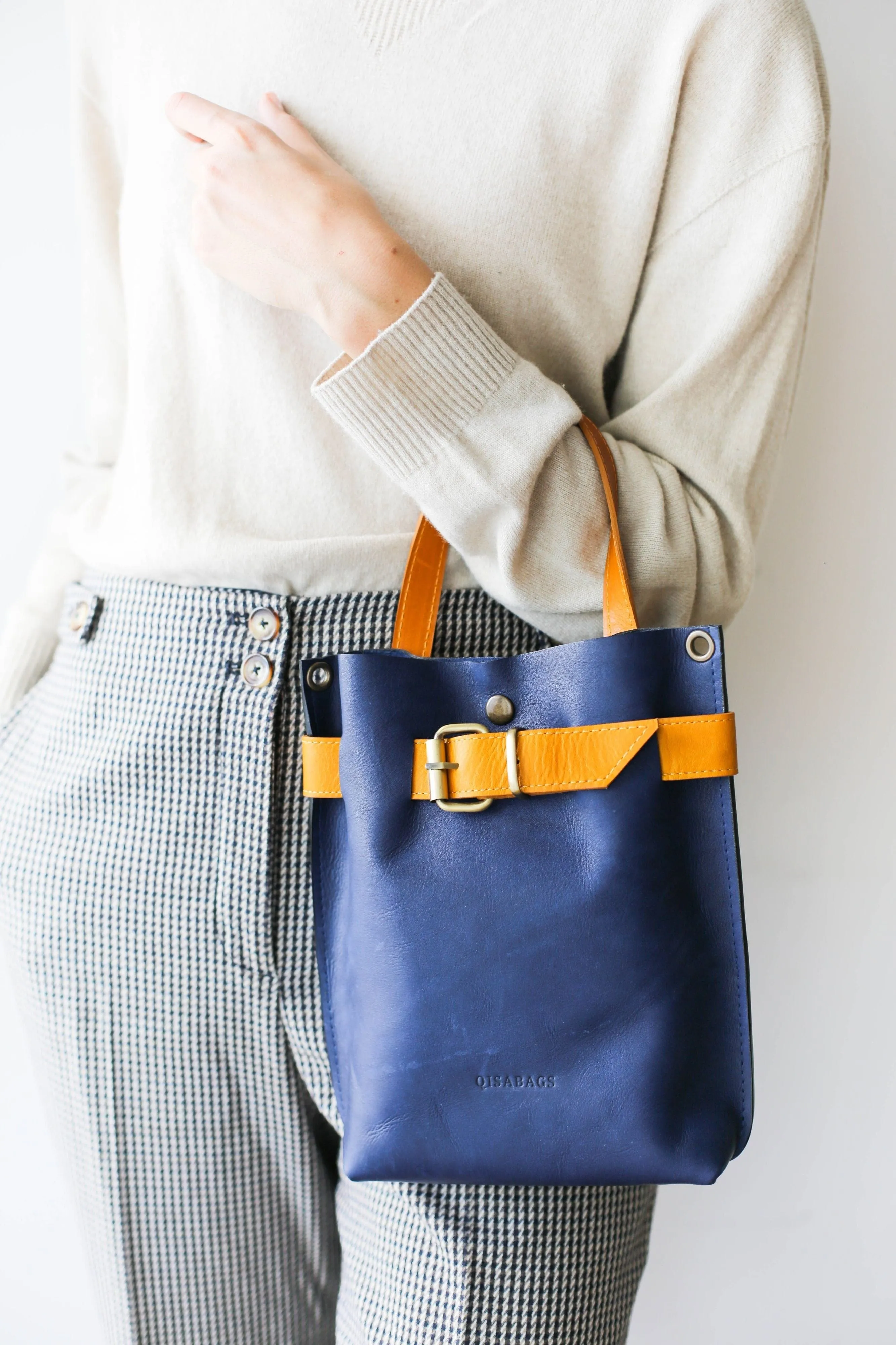 Blue Mini Leather Backpack (dual color)