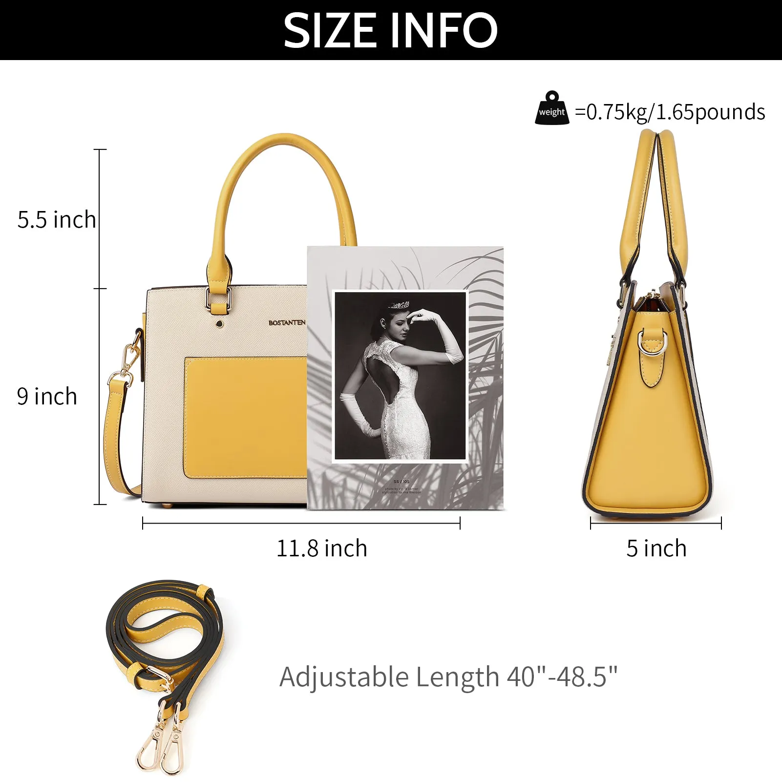 BOSTANTEN Women Top Handle Leather Tote Bag With Shoulder Strap