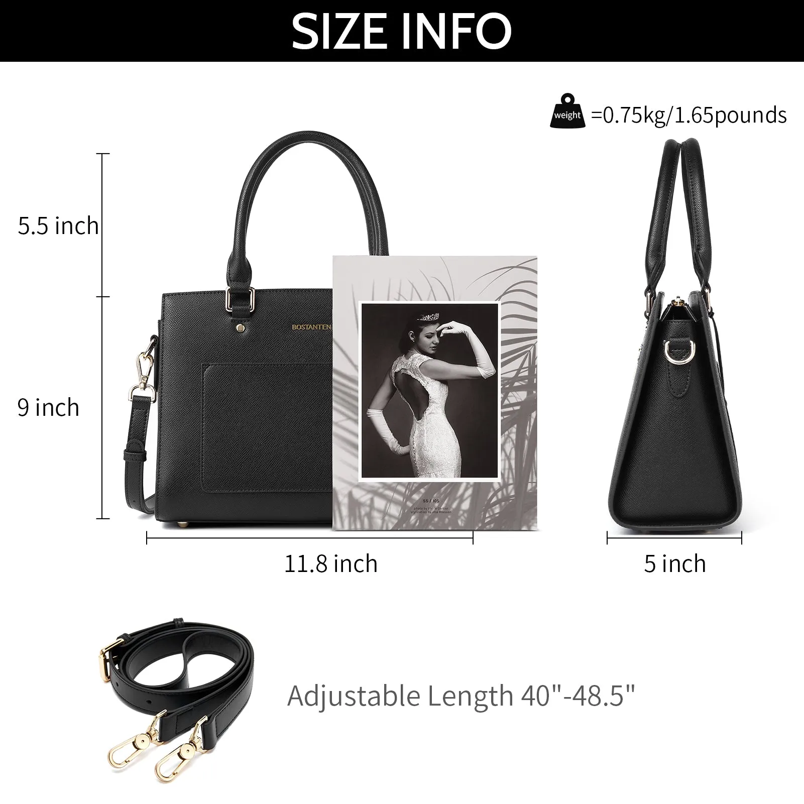 BOSTANTEN Women Top Handle Leather Tote Bag With Shoulder Strap