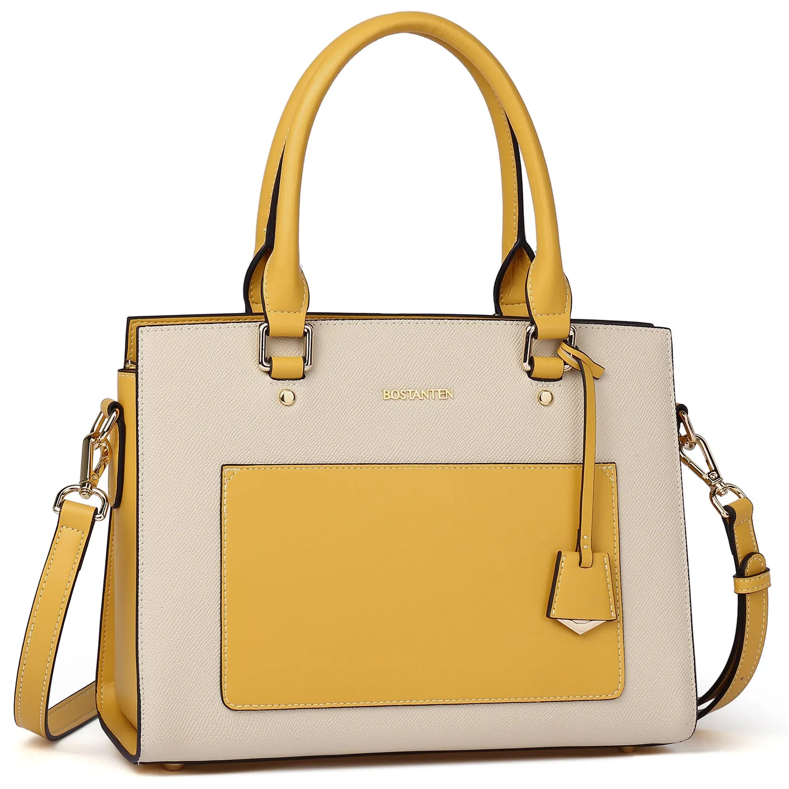 BOSTANTEN Women Top Handle Leather Tote Bag With Shoulder Strap