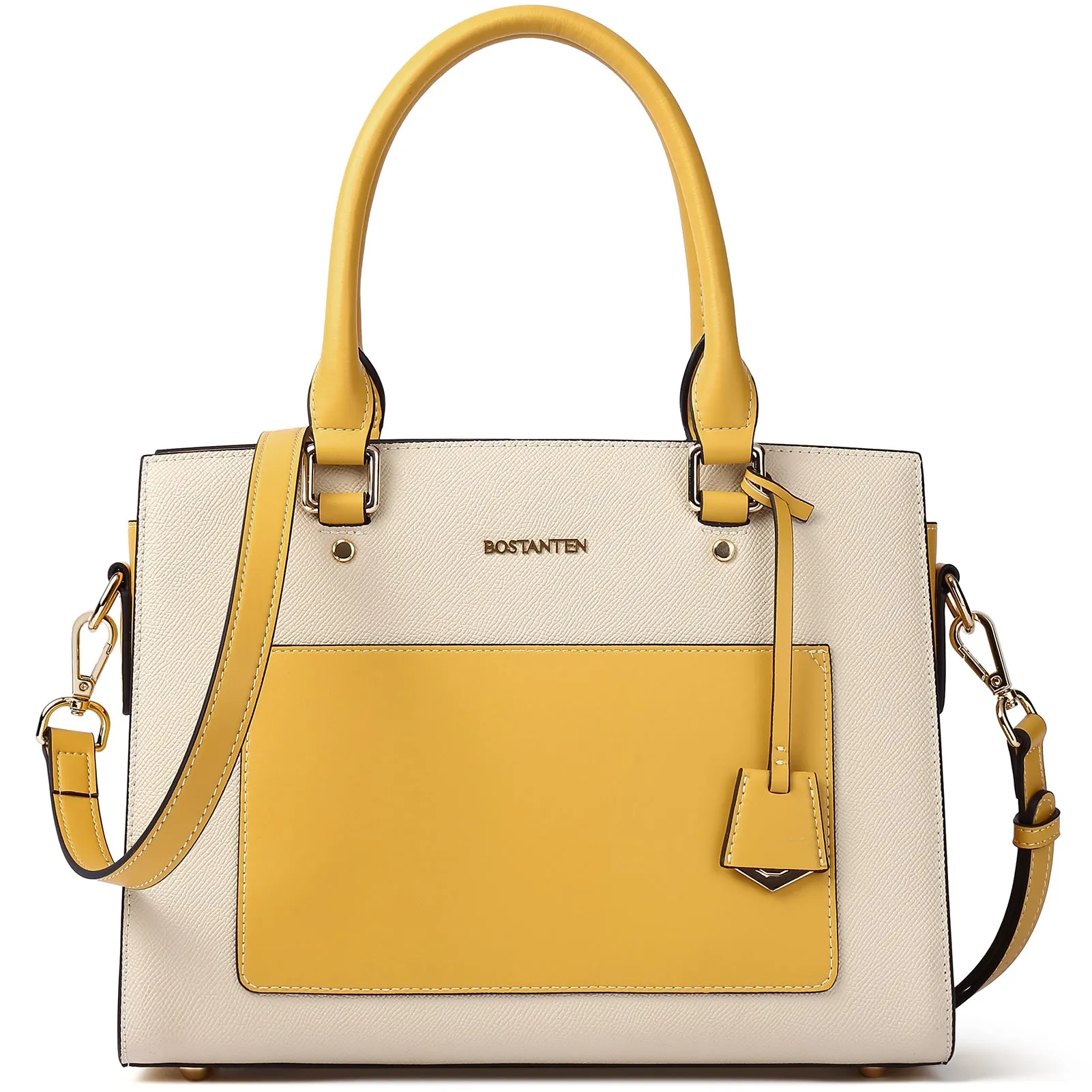 BOSTANTEN Women Top Handle Leather Tote Bag With Shoulder Strap