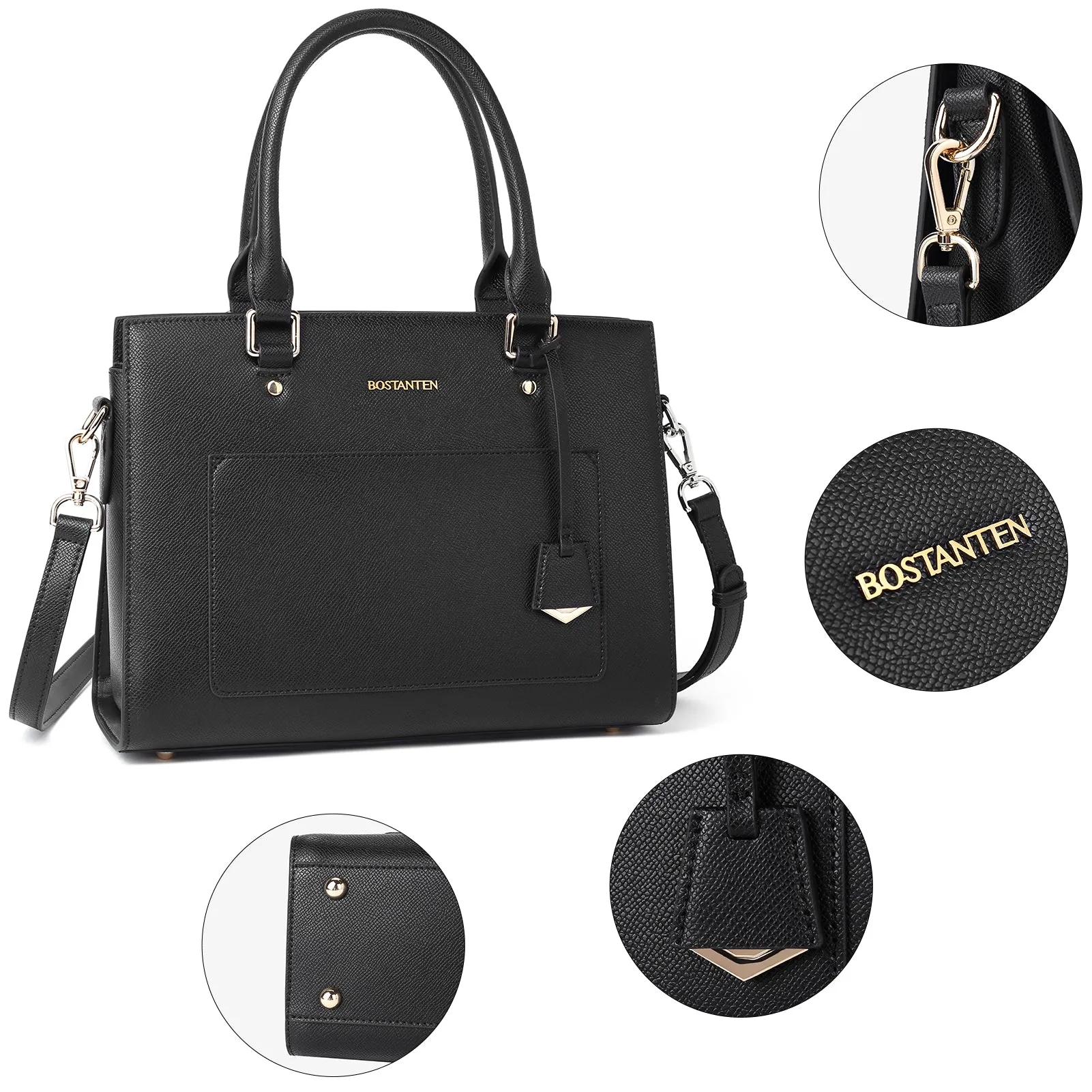 BOSTANTEN Women Top Handle Leather Tote Bag With Shoulder Strap