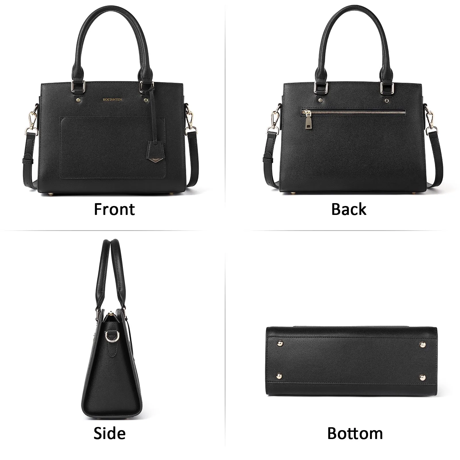 BOSTANTEN Women Top Handle Leather Tote Bag With Shoulder Strap