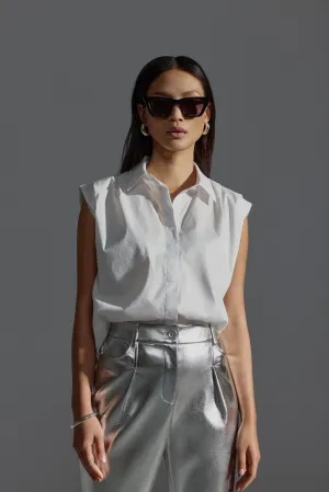 Cropped Utility Shirt - White