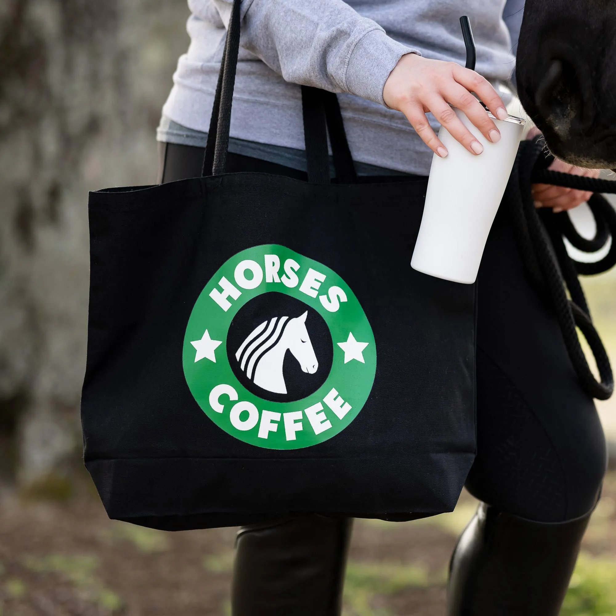 Dapplebay Horses & Coffee Tote Bag