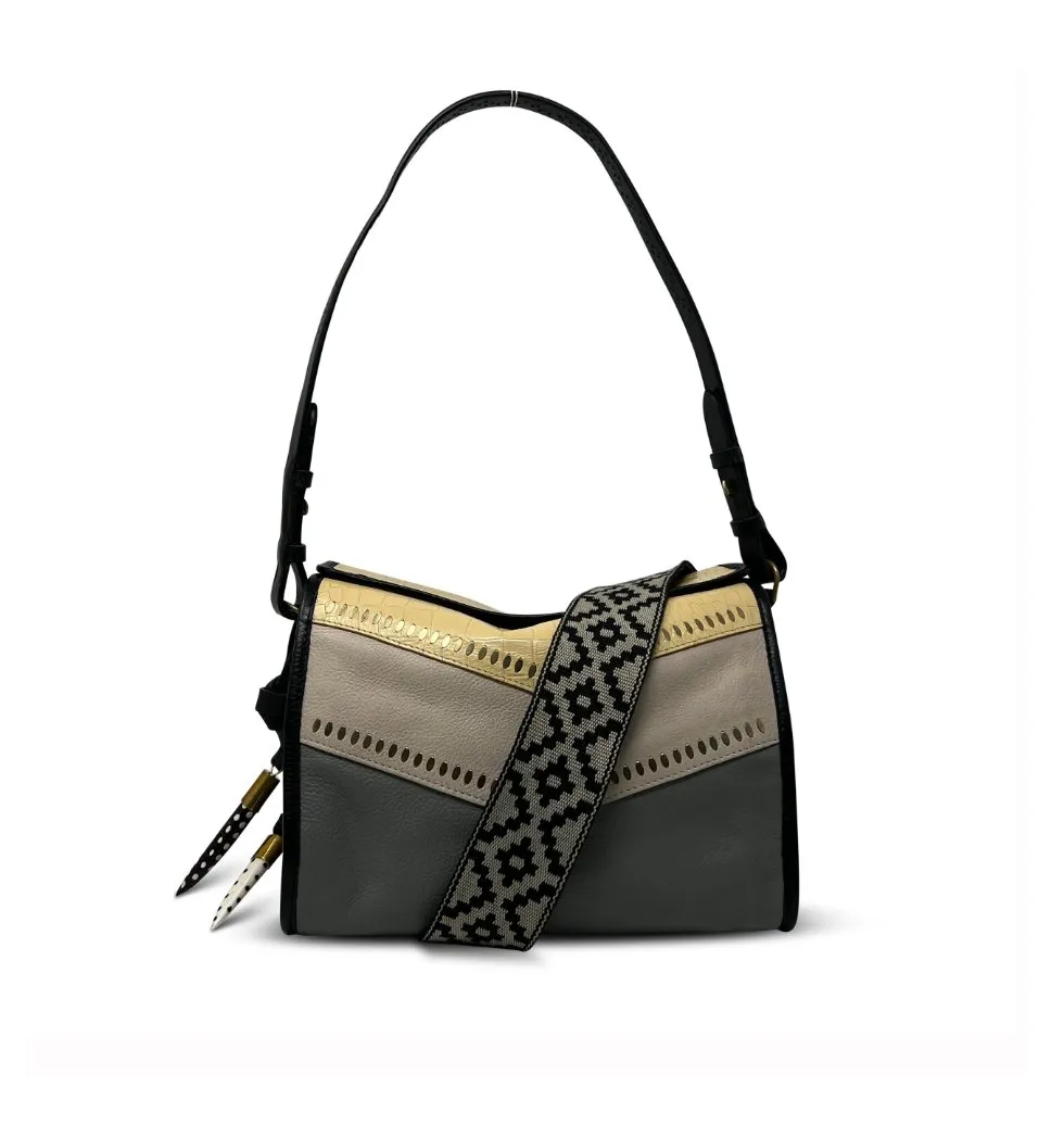 Ella Shoulder Bag - Yellow Chevron