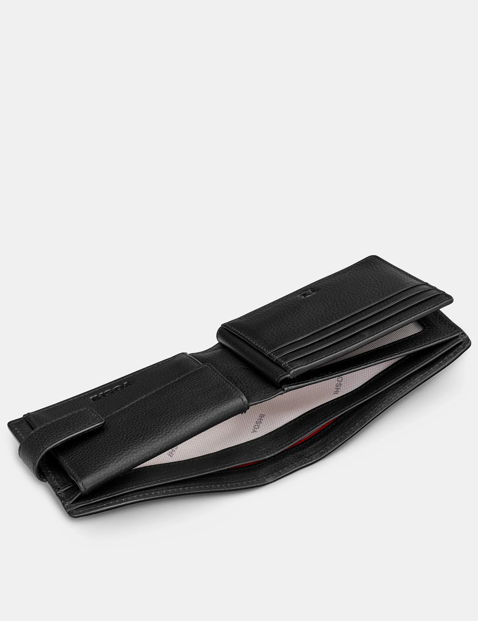 Extra Capacity Black Leather Wallet With Tab
