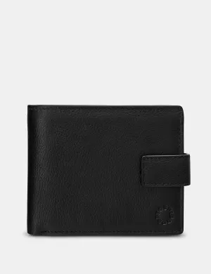 Extra Capacity Black Leather Wallet With Tab