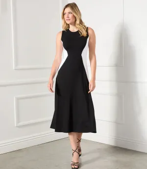 Final Sale Chloe Curvy Black and White Plus Size Sleeveless Colorblock Dress - Karen Kane 1L14335W