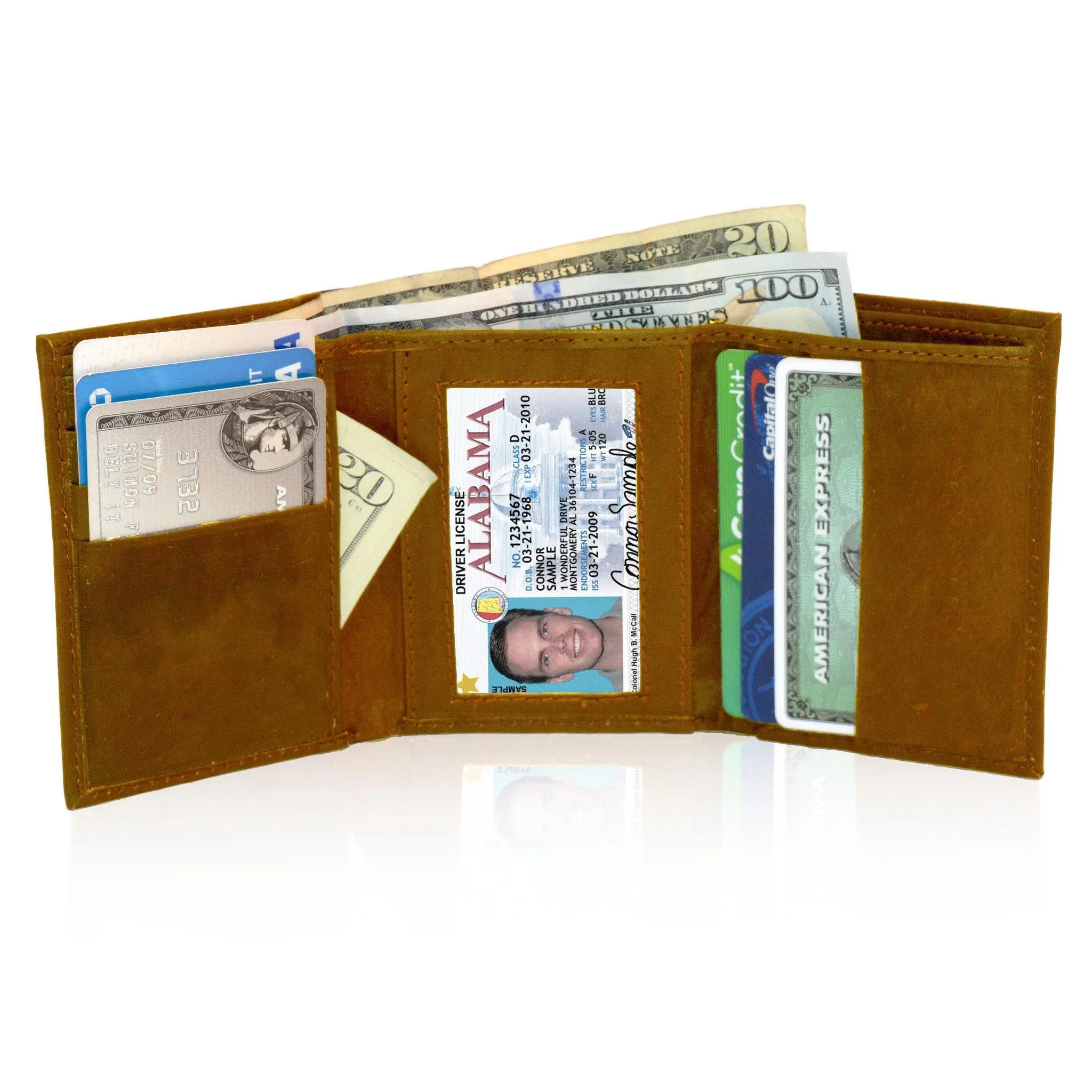 Genuine RFID-Blocking Best Genuine Leather Tri-fold Wallet For Men - Brown