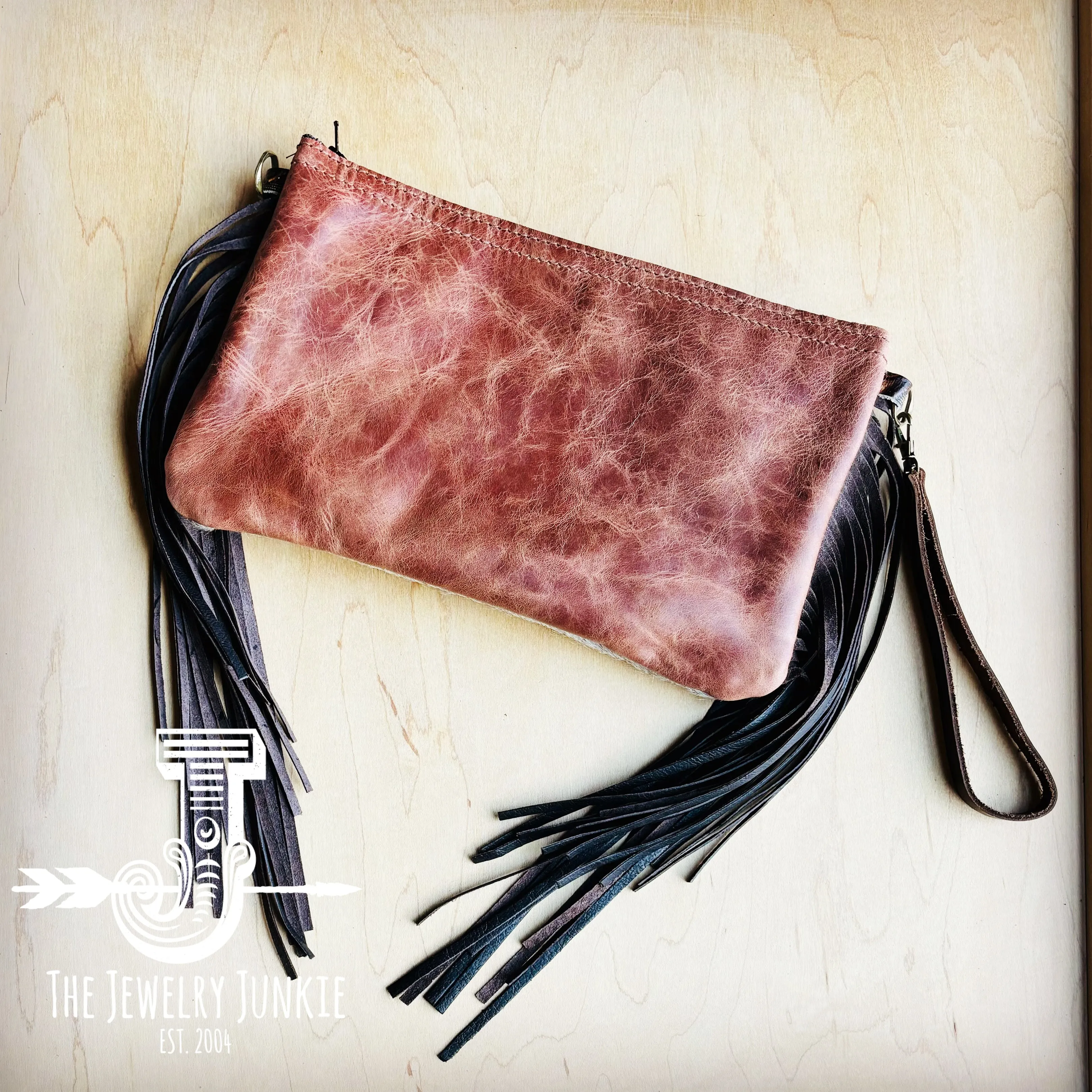 **Hair on Hide Handbag w/ Brown Laredo Accent & Fringe 513u