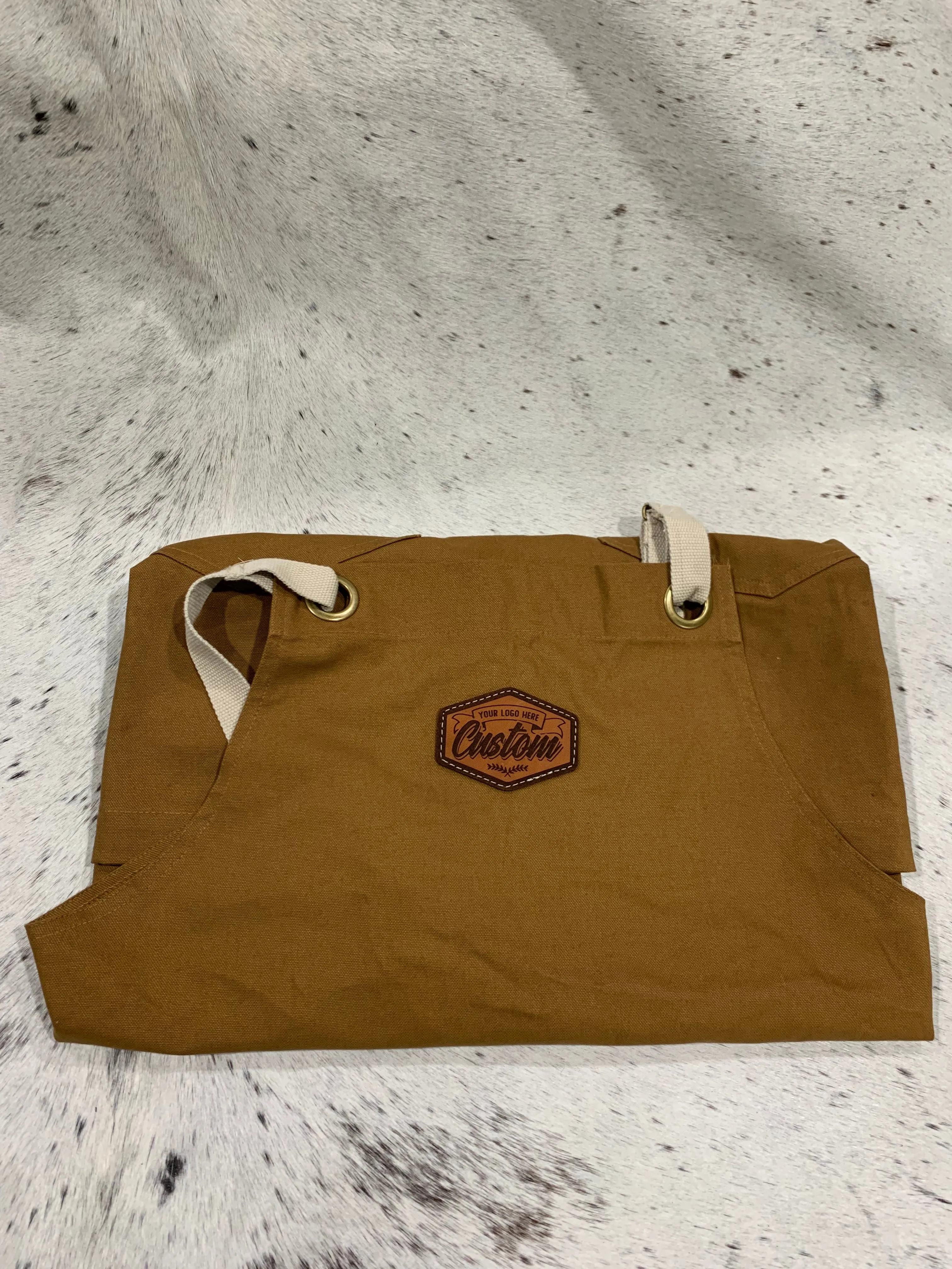 Handmade Custom Apron with Monogrammed Leather Patch