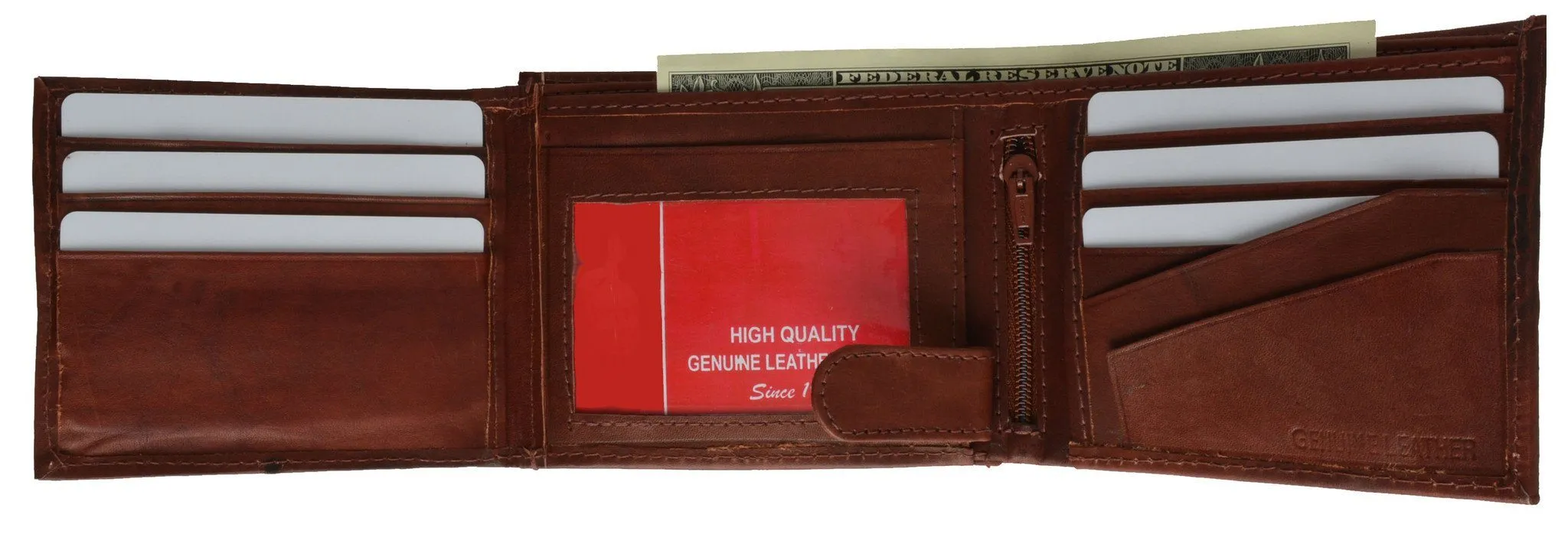Leather Bi-Fold Wallet -Tan