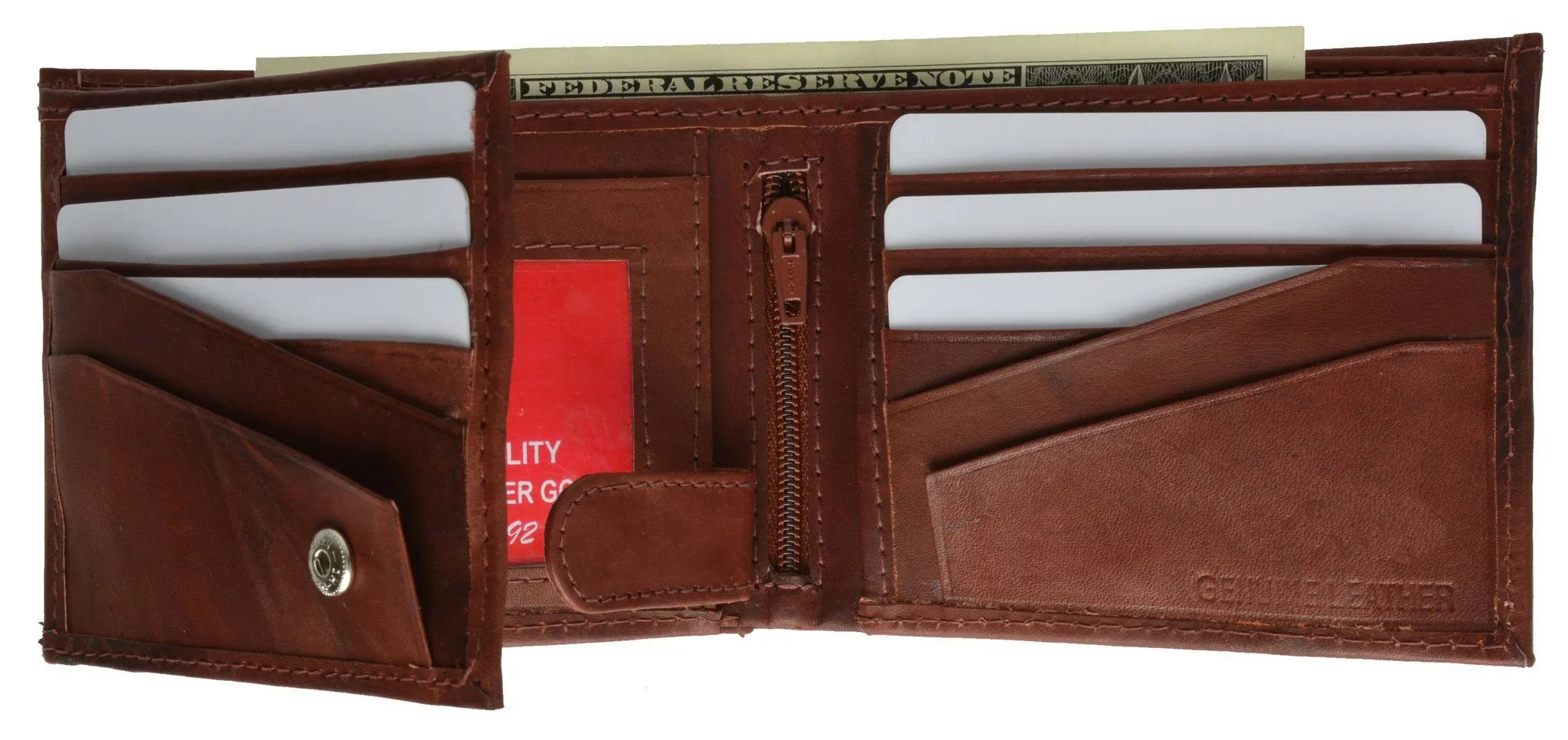 Leather Bi-Fold Wallet -Tan