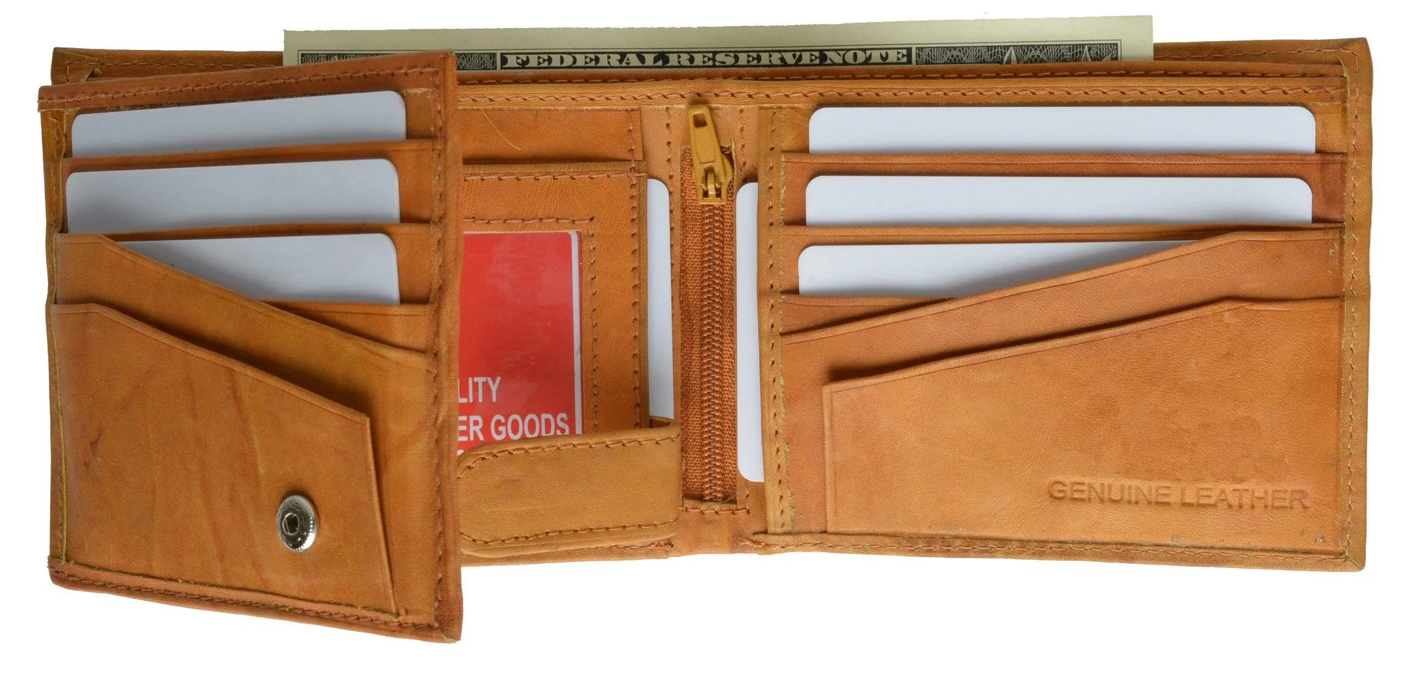Leather Bi-Fold Wallet -Tan