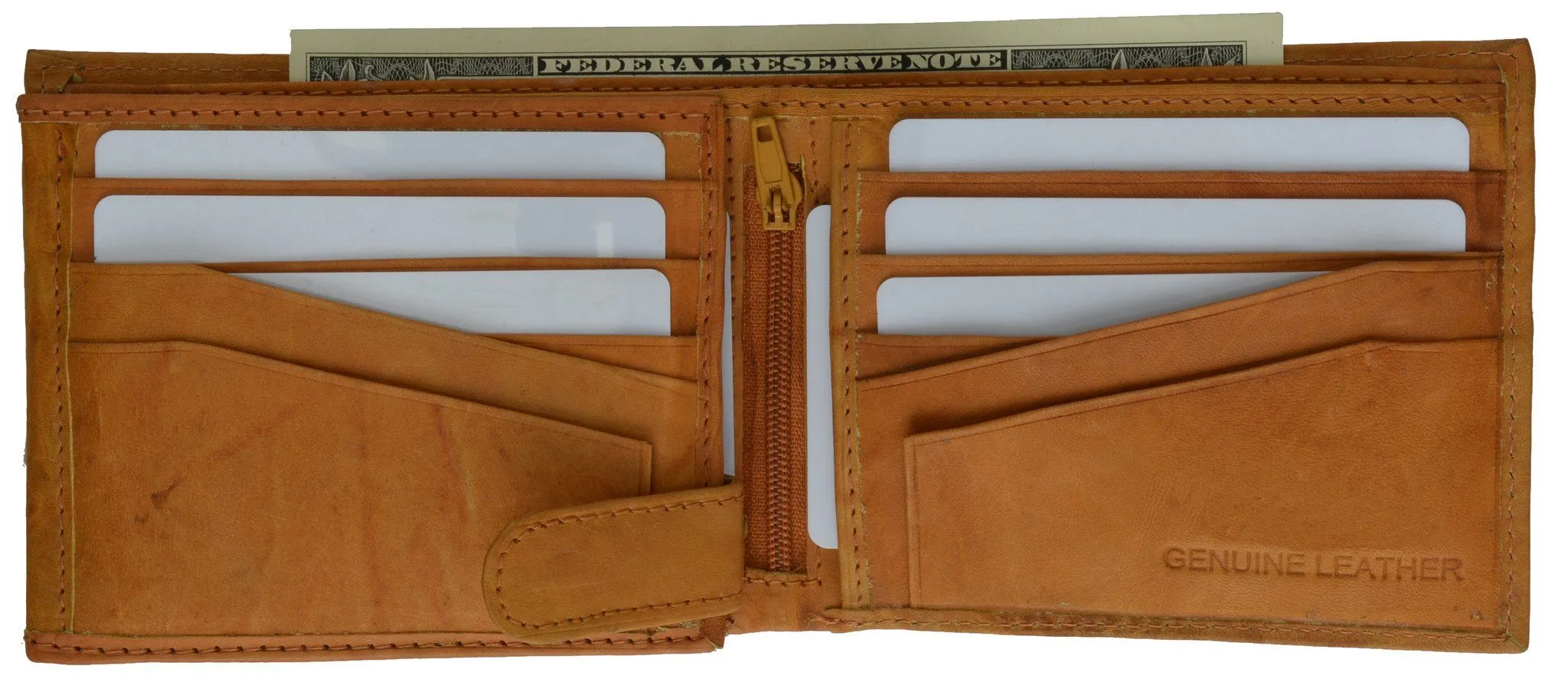Leather Bi-Fold Wallet -Tan