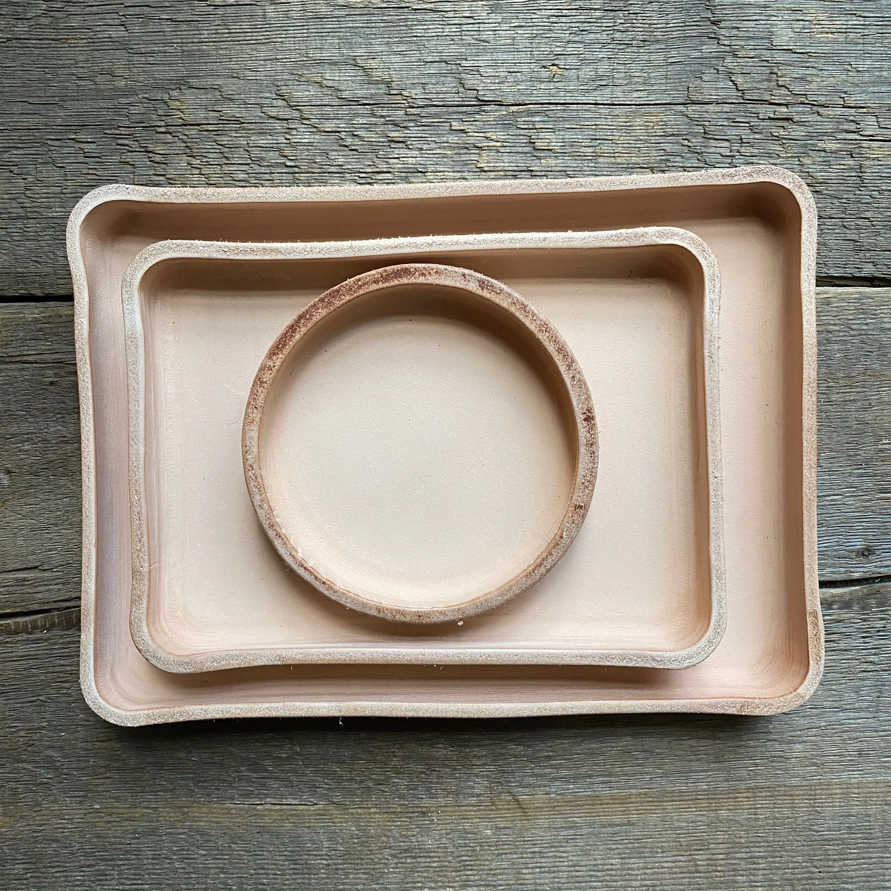 Leather Valet Catchall Trays, Natural