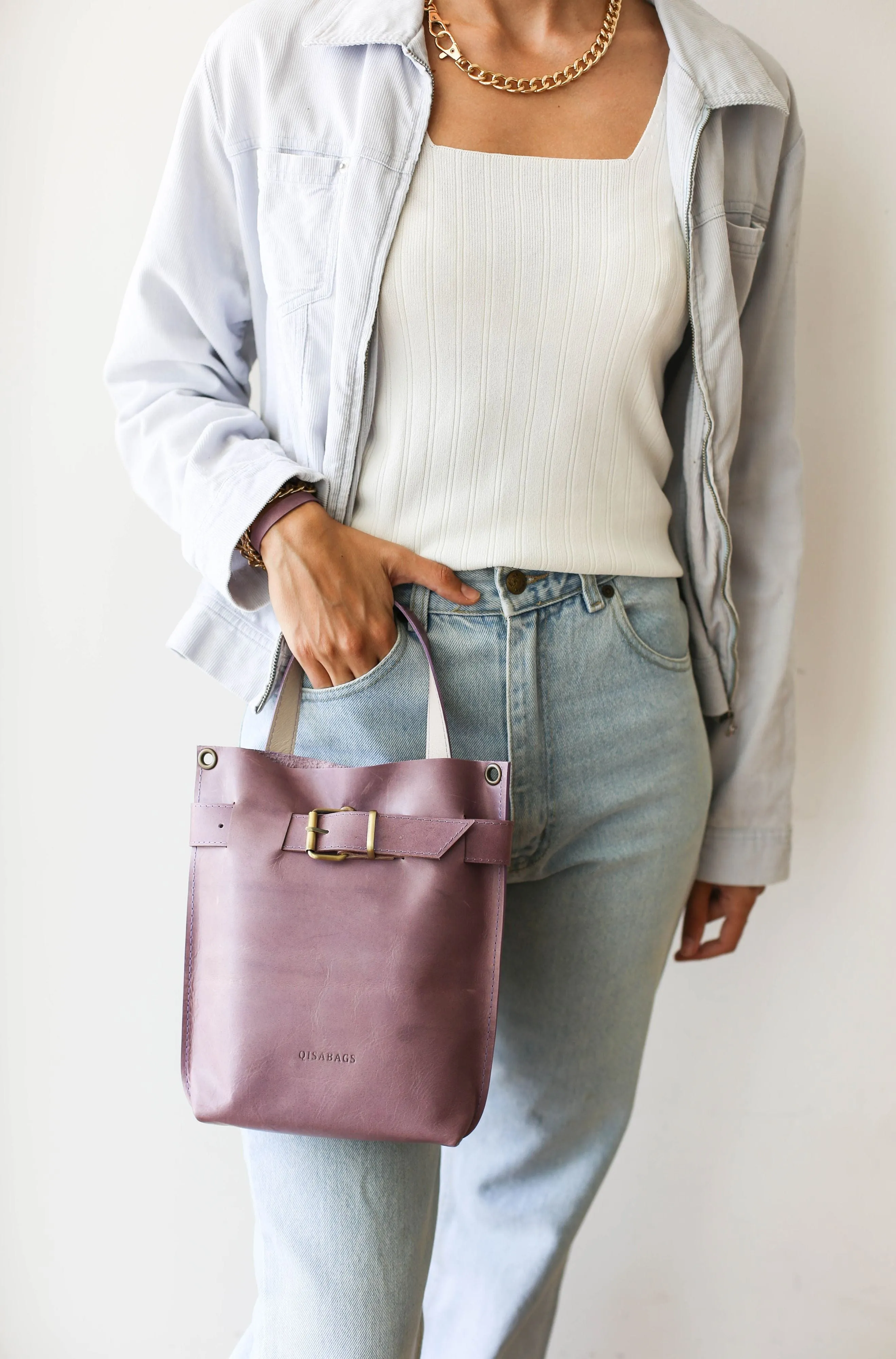 Lilac Mini Leather Backpack