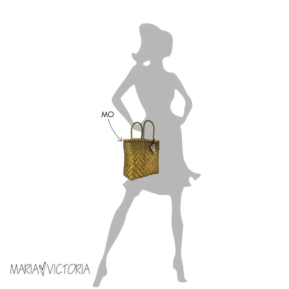 Maria Victoria | Sunrise Totes | Upcycled, Handwoven, White&Gold Tote