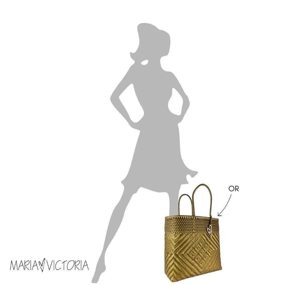 Maria Victoria | Sunrise Totes | Upcycled, Handwoven, White&Gold Tote
