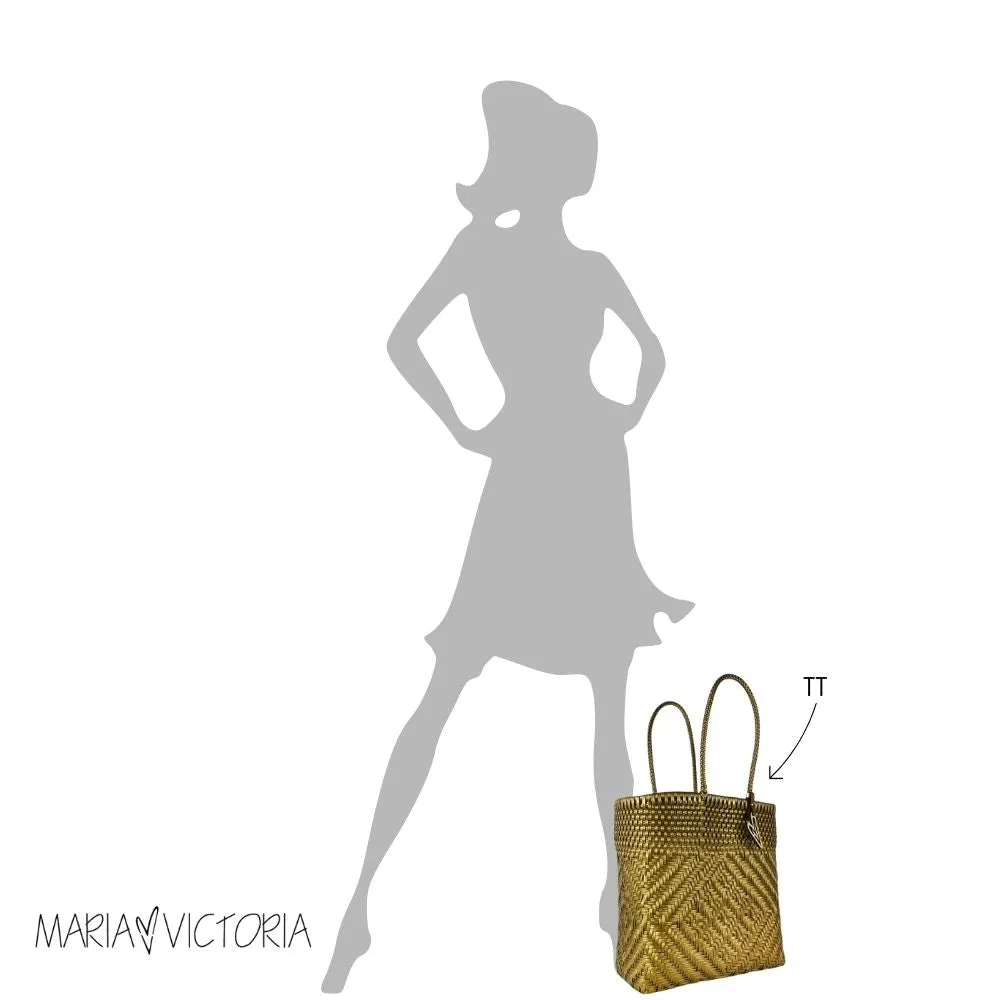 Maria Victoria | Sunrise Totes | Upcycled, Handwoven, White&Gold Tote