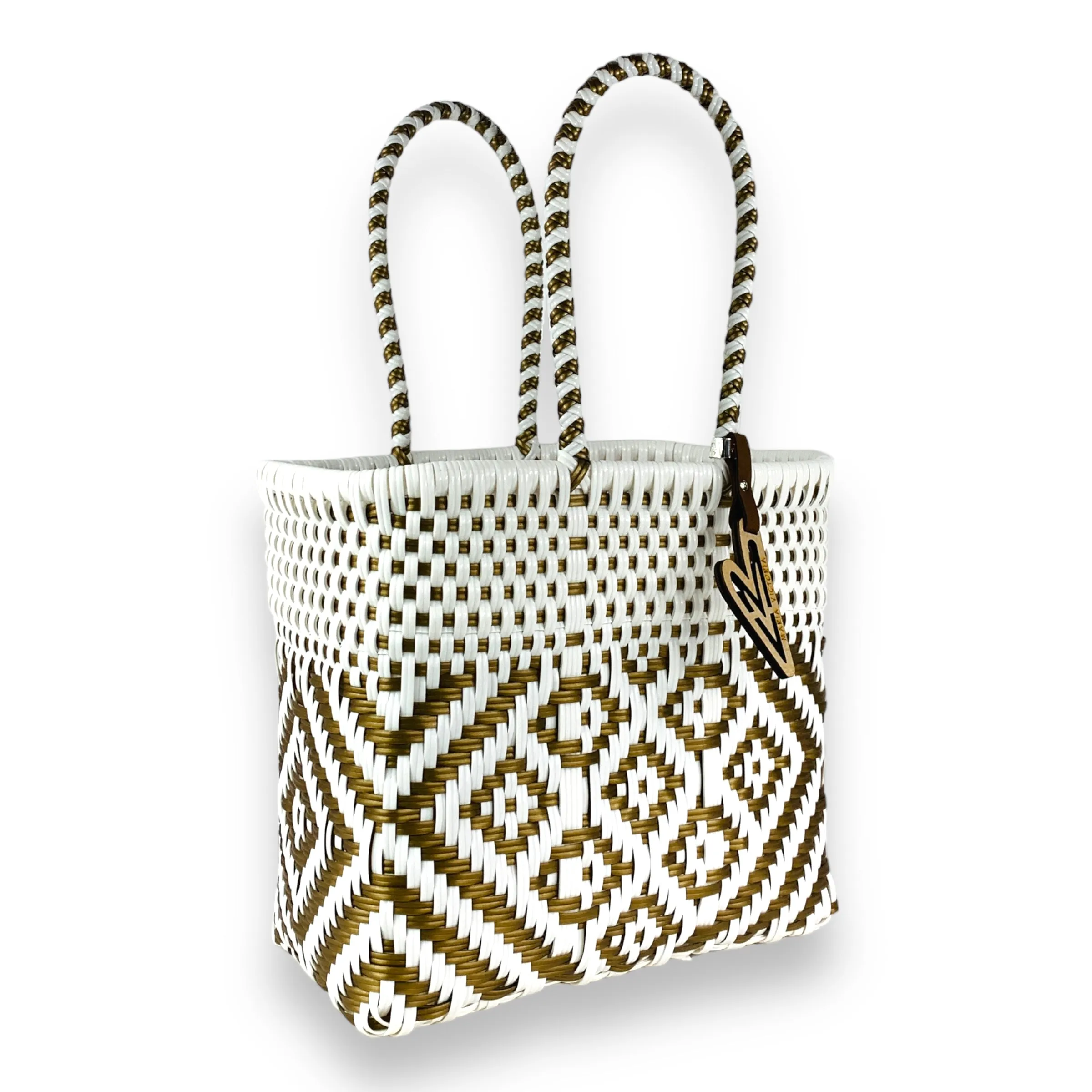 Maria Victoria | Sunrise Totes | Upcycled, Handwoven, White&Gold Tote