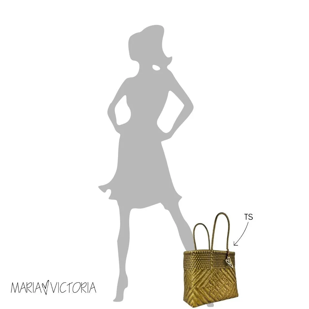 Maria Victoria | Sunrise Totes | Upcycled, Handwoven, White&Gold Tote