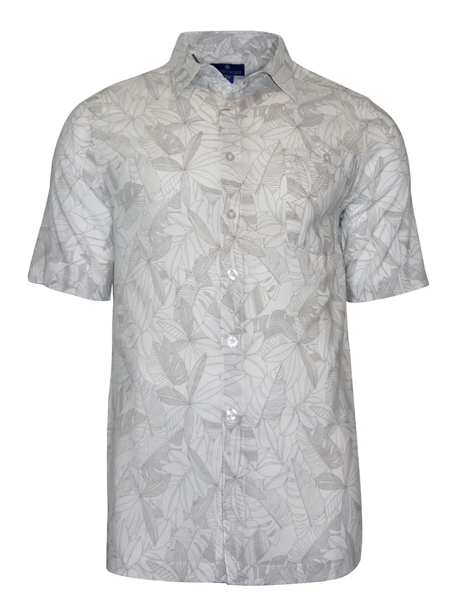 Men's Hawaiian Cotton Print Shirt - Foliage