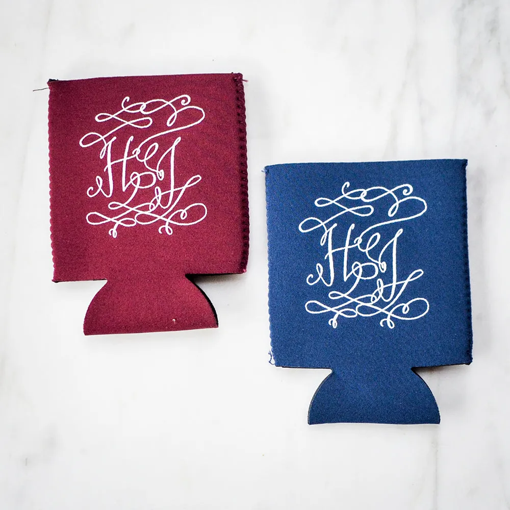 Monogrammed Neoprene Can Coolie Party Favors