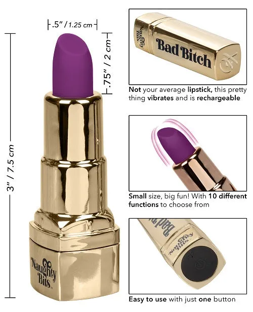 Naughty Bits Bad Bitch Lipstick Bullet Vibrator - Purple