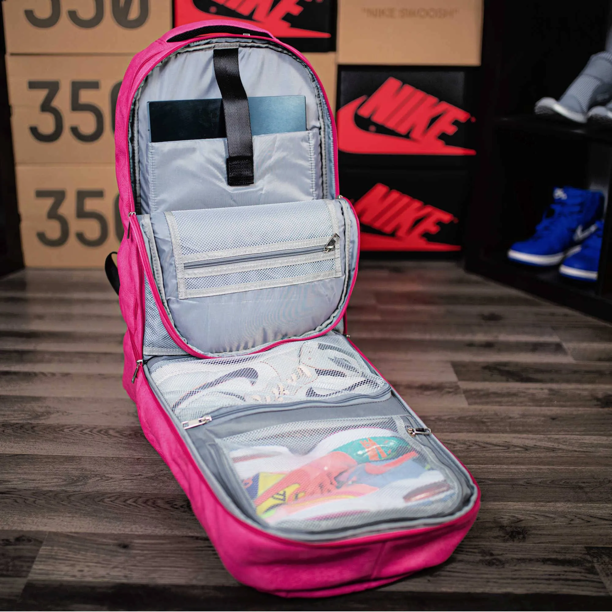 Pink Leather Luxury Carry-On Backpack (Patented Signature Design)