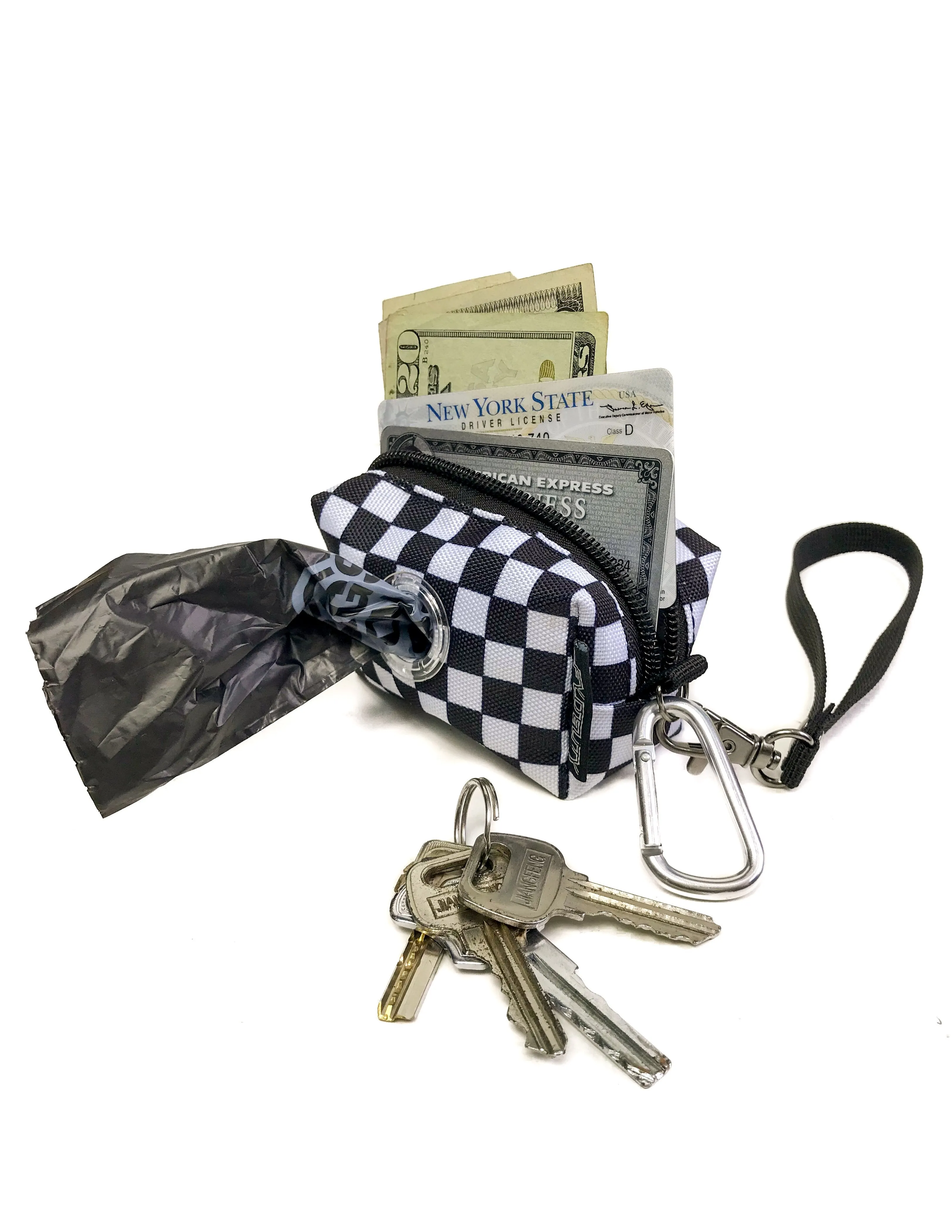 poopyCUTE | Cute Poop Bag Holder | INDY Check Black