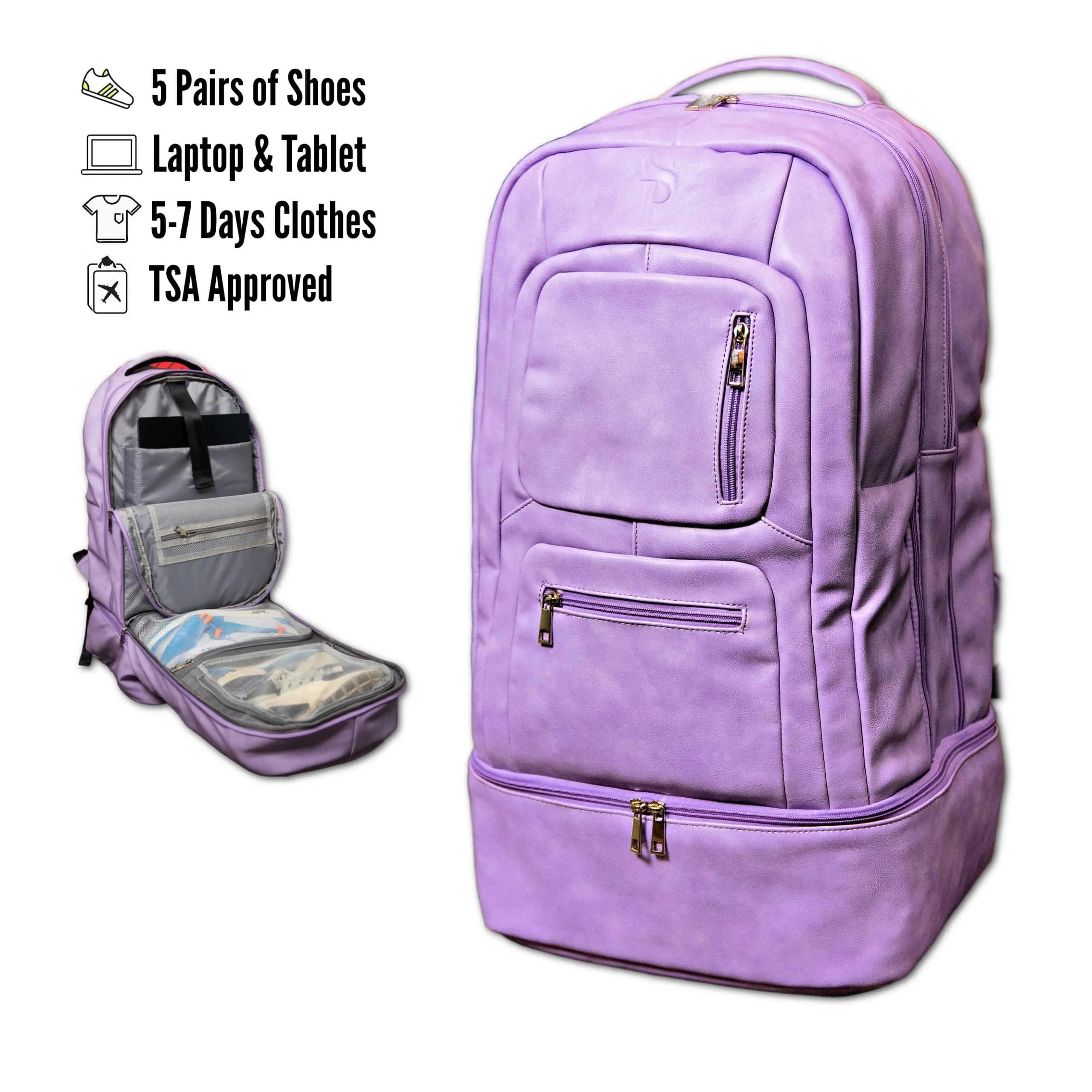 Purple Leather Luxury Carry-On Bag (Patented Signature Design)
