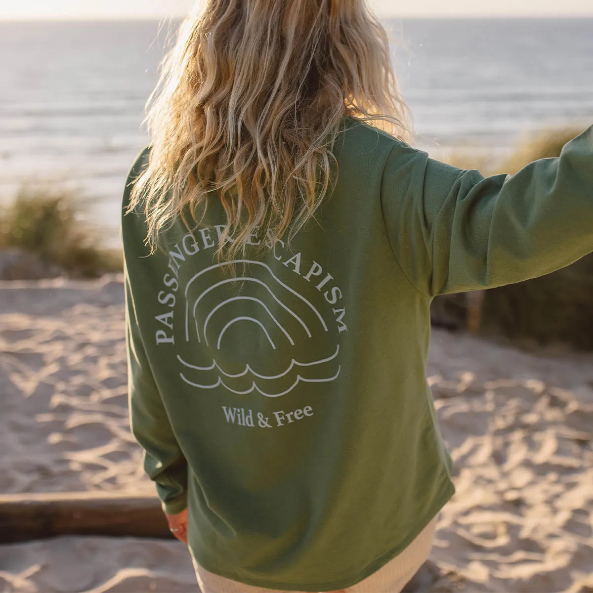 Rainbow Recycled Cotton Oversized Sweatshirt - Dark Ivy