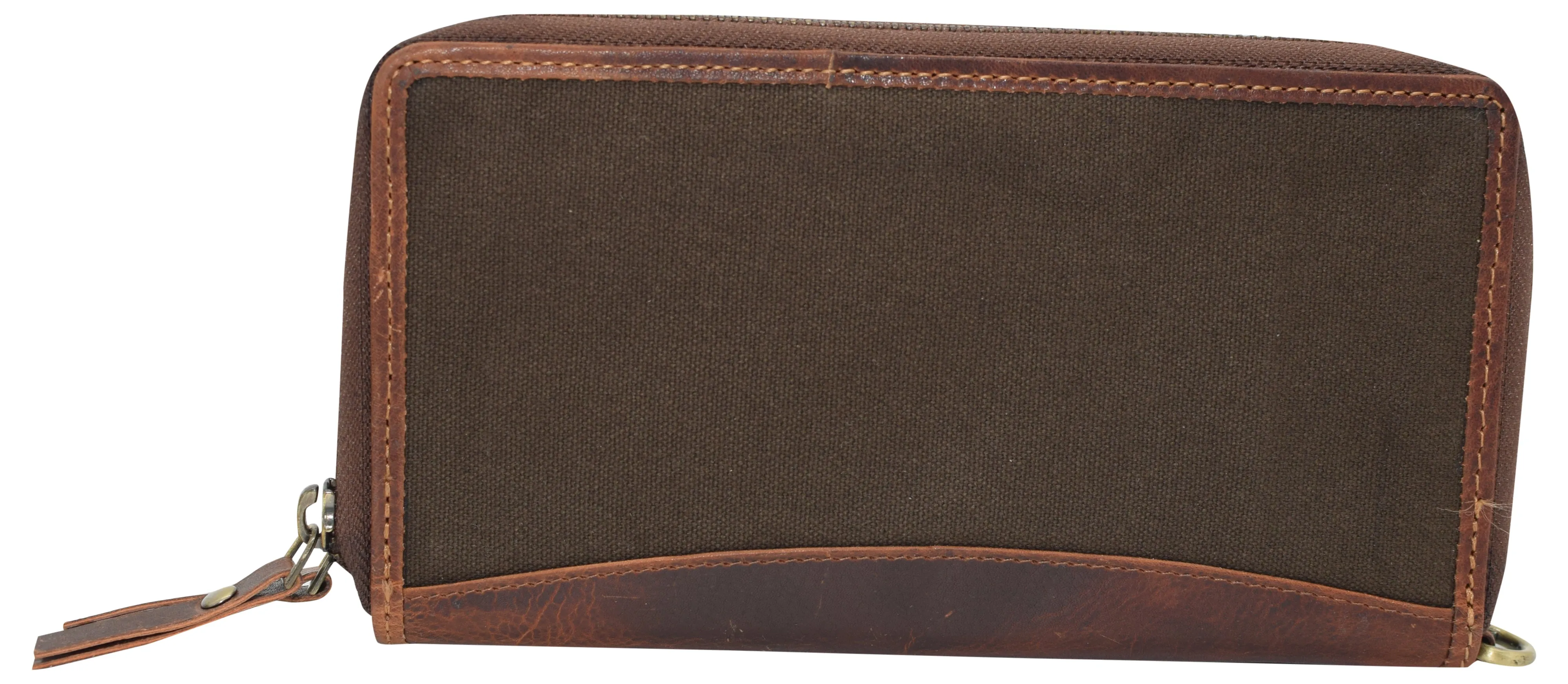RFID4585RHU CAZORO Women's Vintage Leather RFID Blocking Wallet Double Zipper Organizer Large Phone Pocket Wrislet Wallets for Women