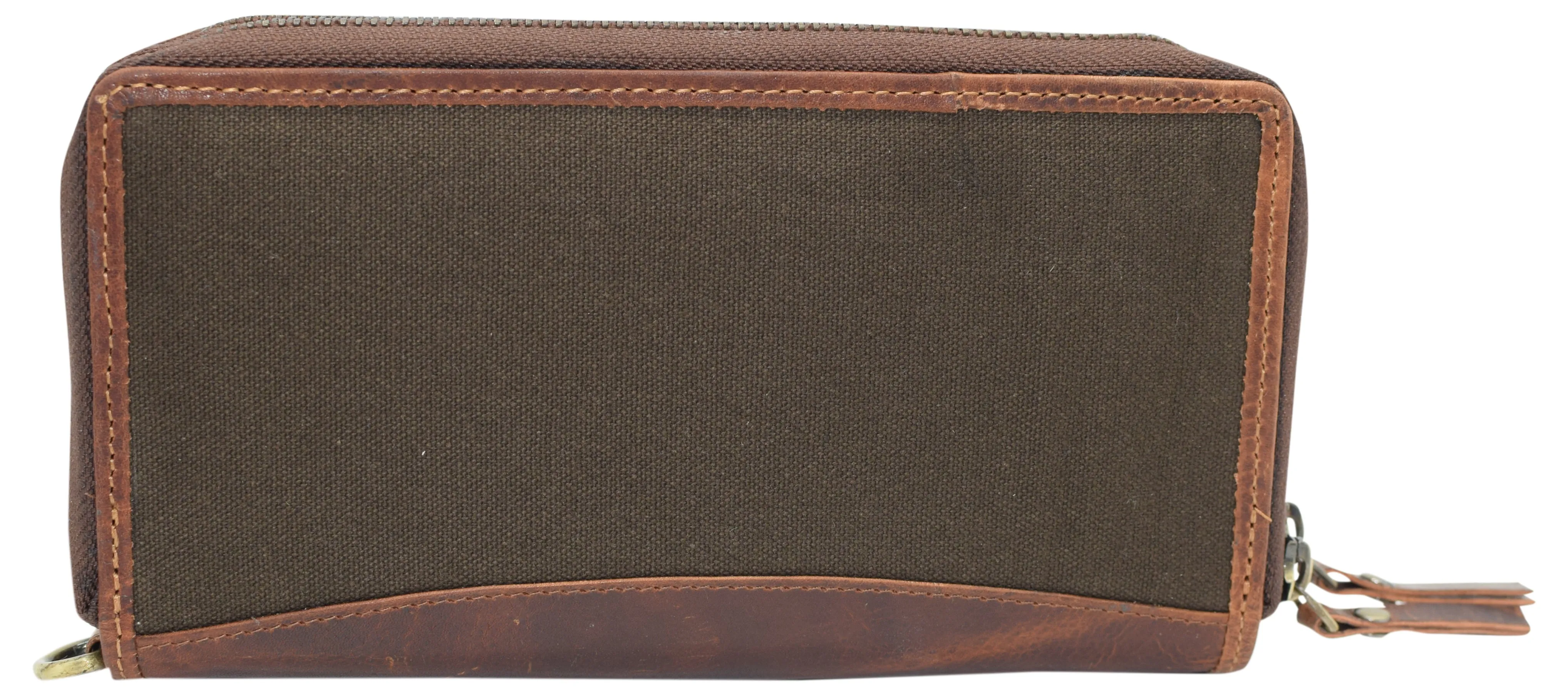 RFID4585RHU CAZORO Women's Vintage Leather RFID Blocking Wallet Double Zipper Organizer Large Phone Pocket Wrislet Wallets for Women