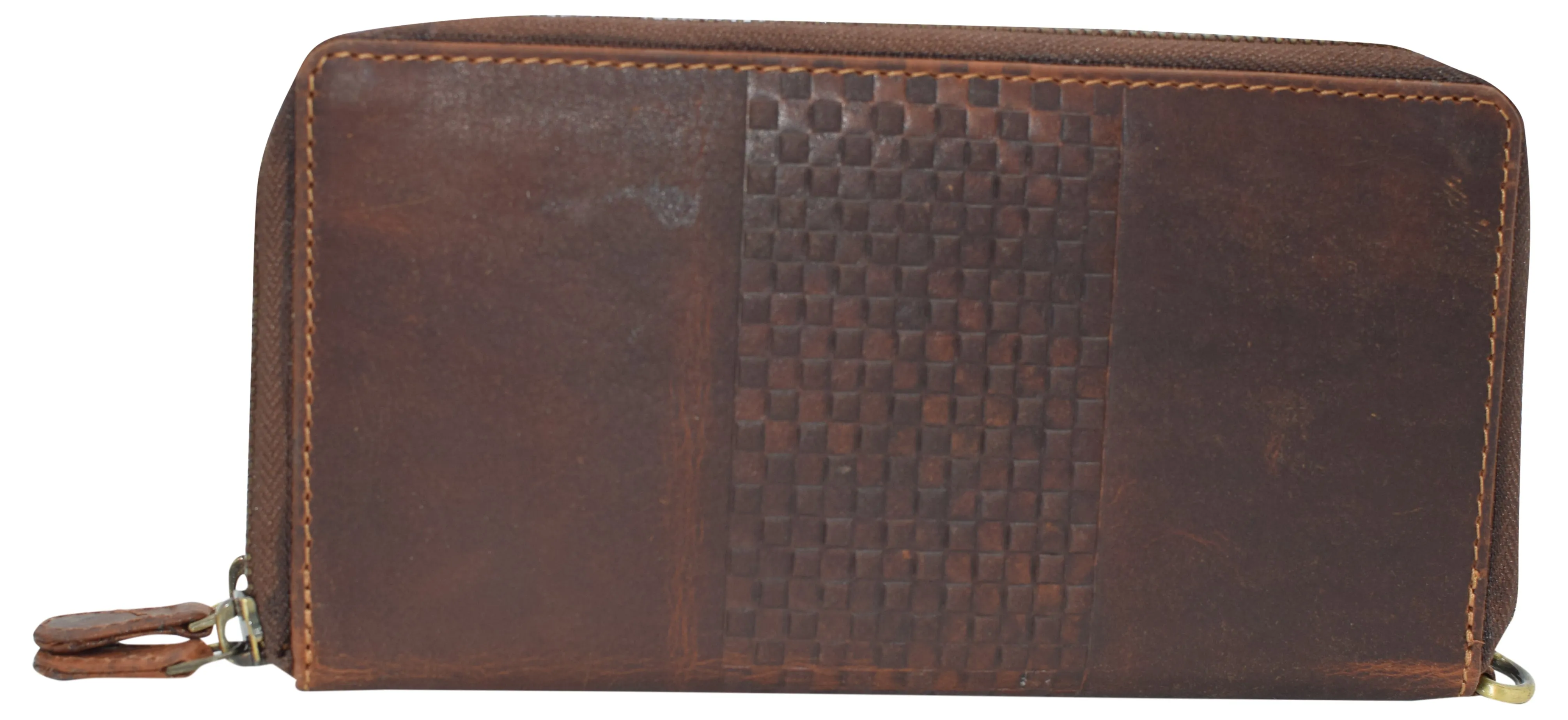 RFID4585RHU CAZORO Women's Vintage Leather RFID Blocking Wallet Double Zipper Organizer Large Phone Pocket Wrislet Wallets for Women