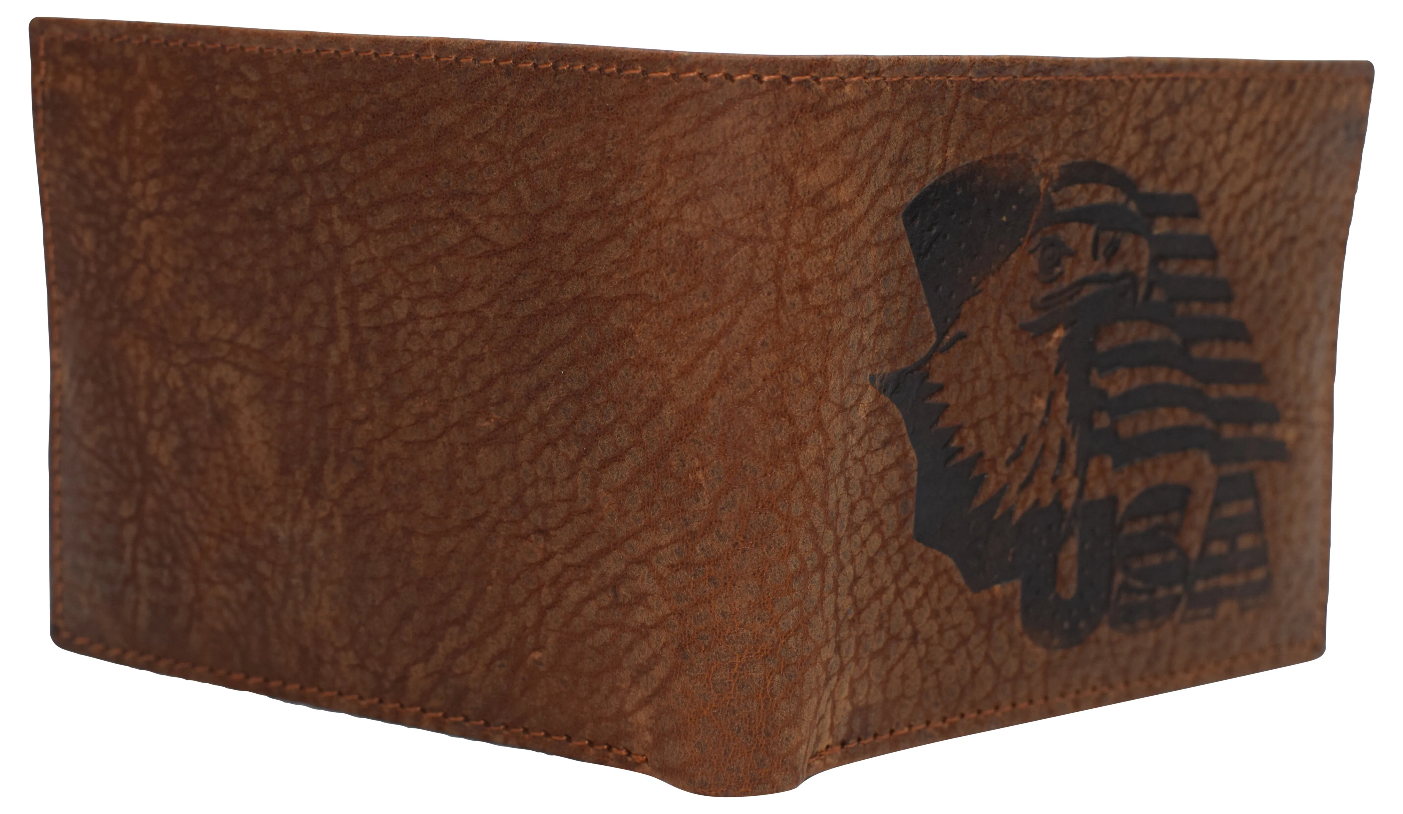 RFID53NUTN Real Genuine Leather RFID Blocking Wallets Mens Wallet Bifold Classic Engraved Logos
