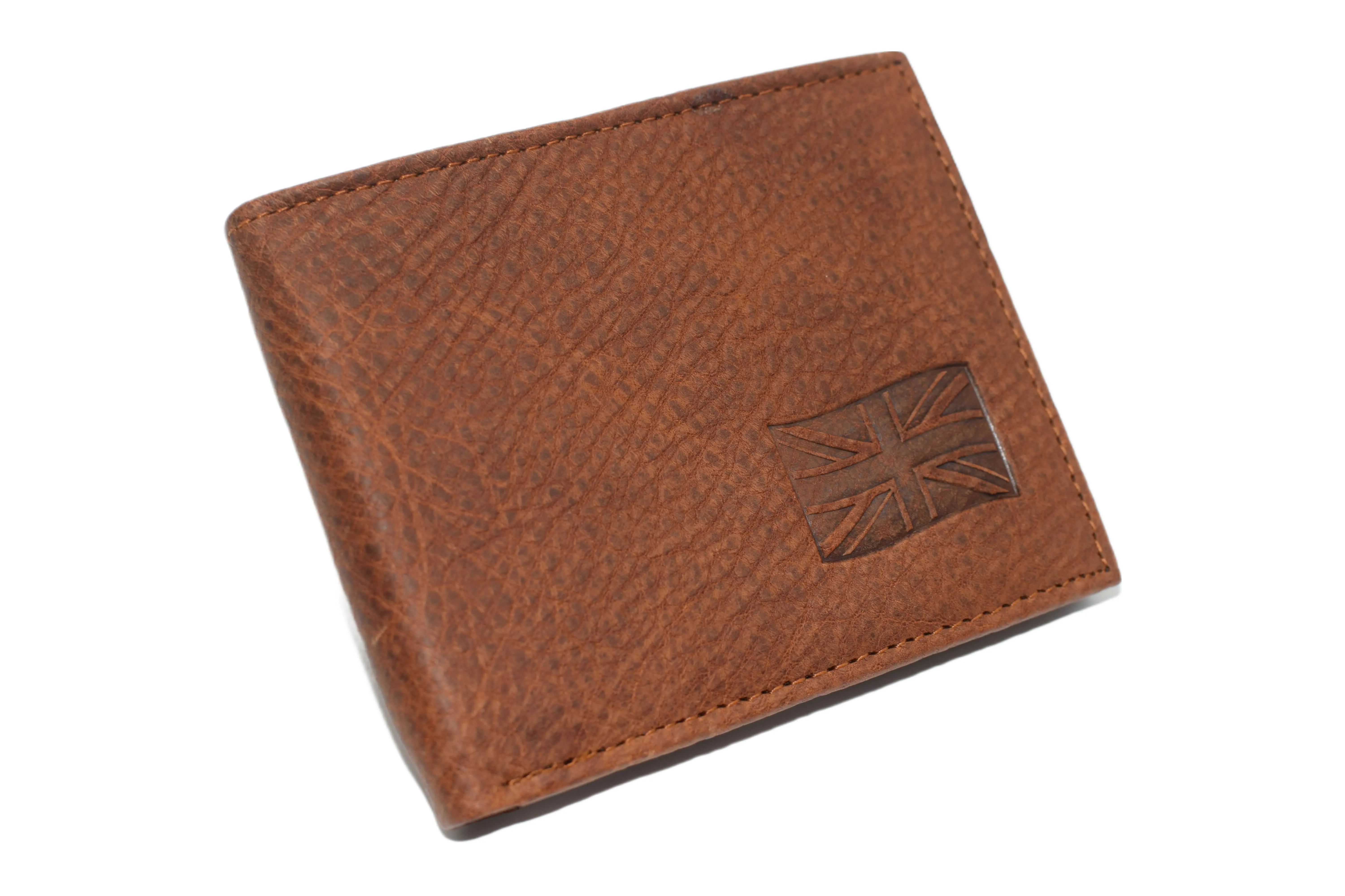 RFID53NUTN Real Genuine Leather RFID Blocking Wallets Mens Wallet Bifold Classic Engraved Logos