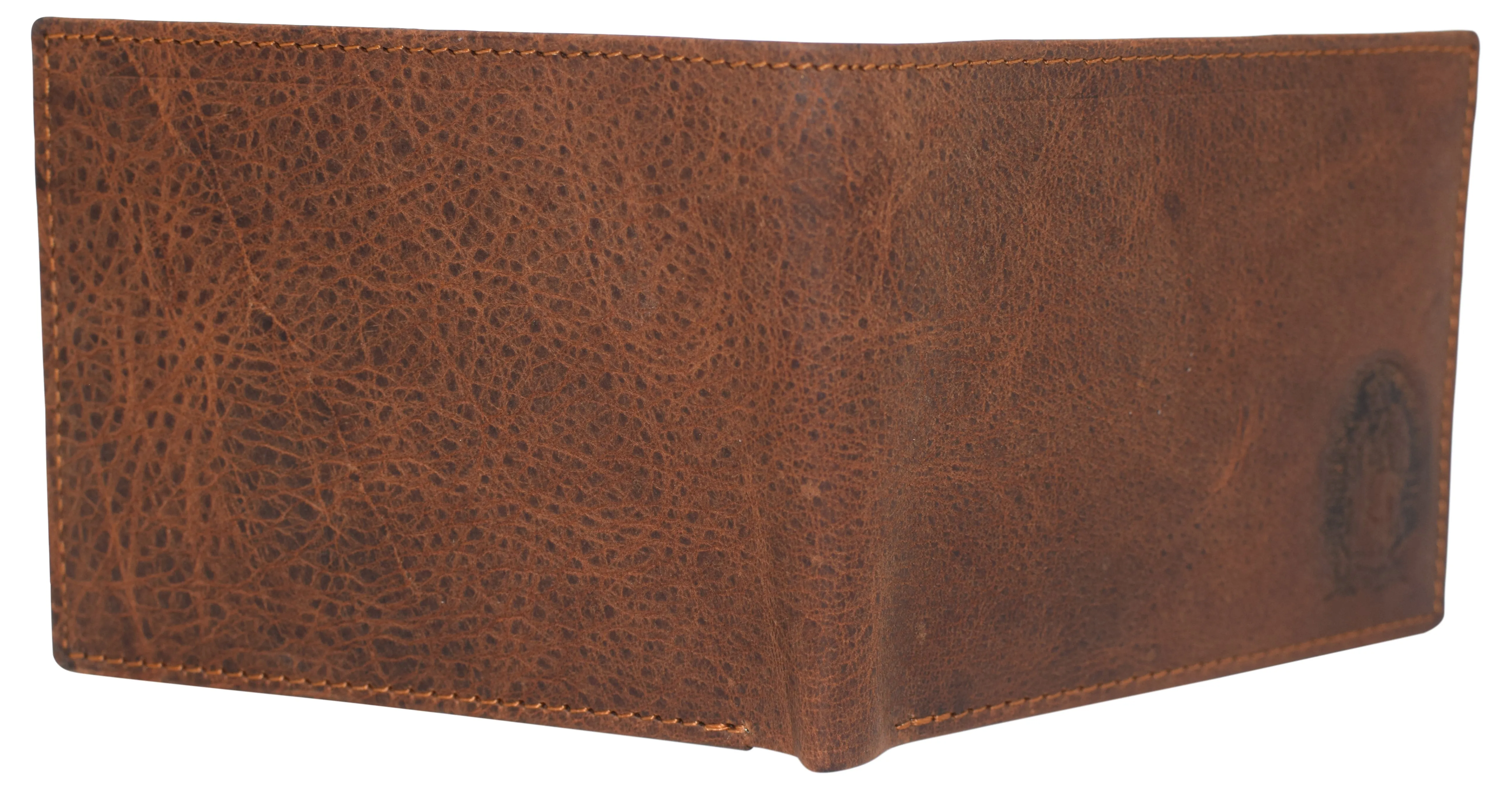 RFID53NUTN Real Genuine Leather RFID Blocking Wallets Mens Wallet Bifold Classic Engraved Logos