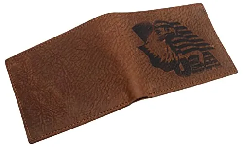 RFID53NUTN Real Genuine Leather RFID Blocking Wallets Mens Wallet Bifold Classic Engraved Logos