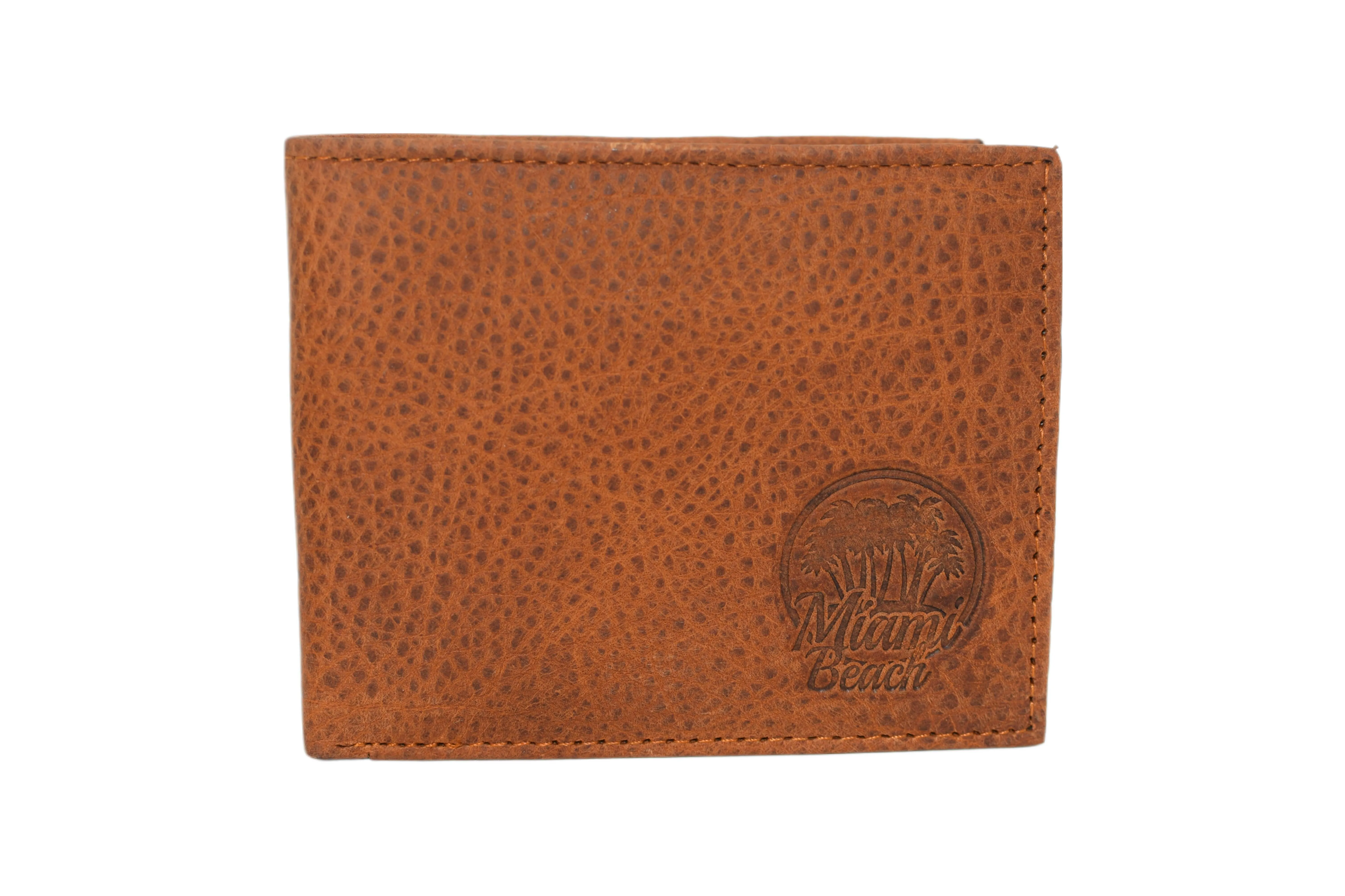 RFID53NUTN Real Genuine Leather RFID Blocking Wallets Mens Wallet Bifold Classic Engraved Logos